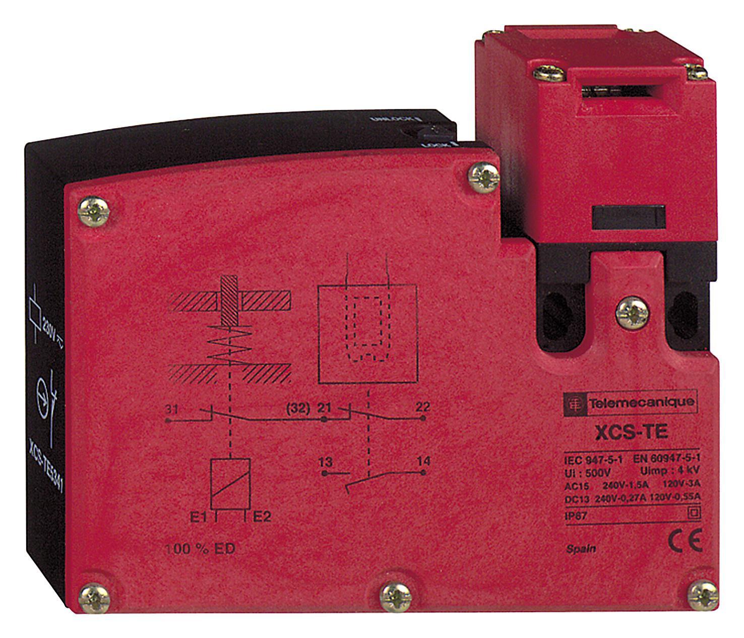 Telemecanique Sensors Xcste7312 Safety Interlock Sw, Dpst-Nc, 3A, 120V