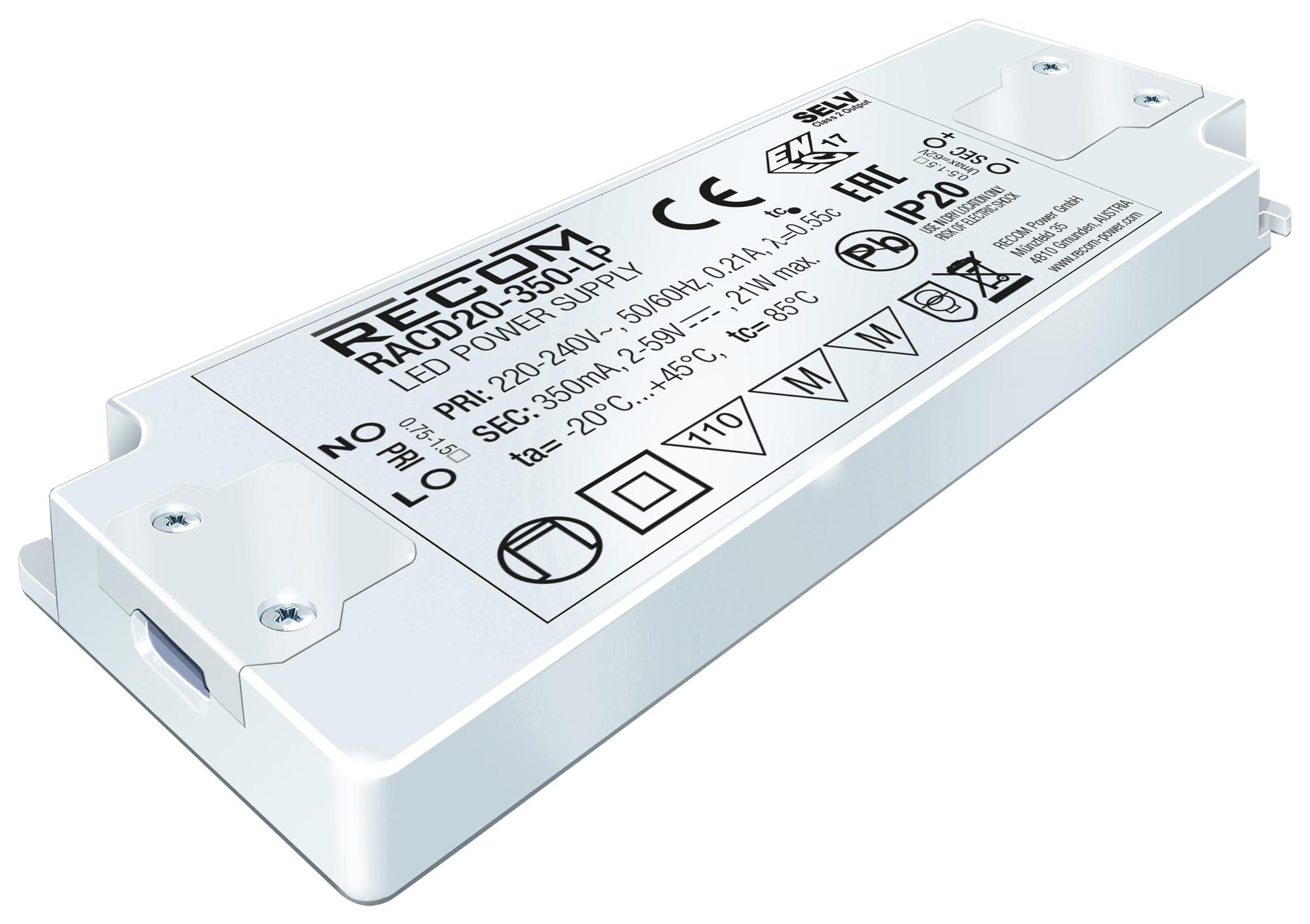 Recom Power Racd20-700-Lp Led Driver, Single O/p, Cc Mode, 22W