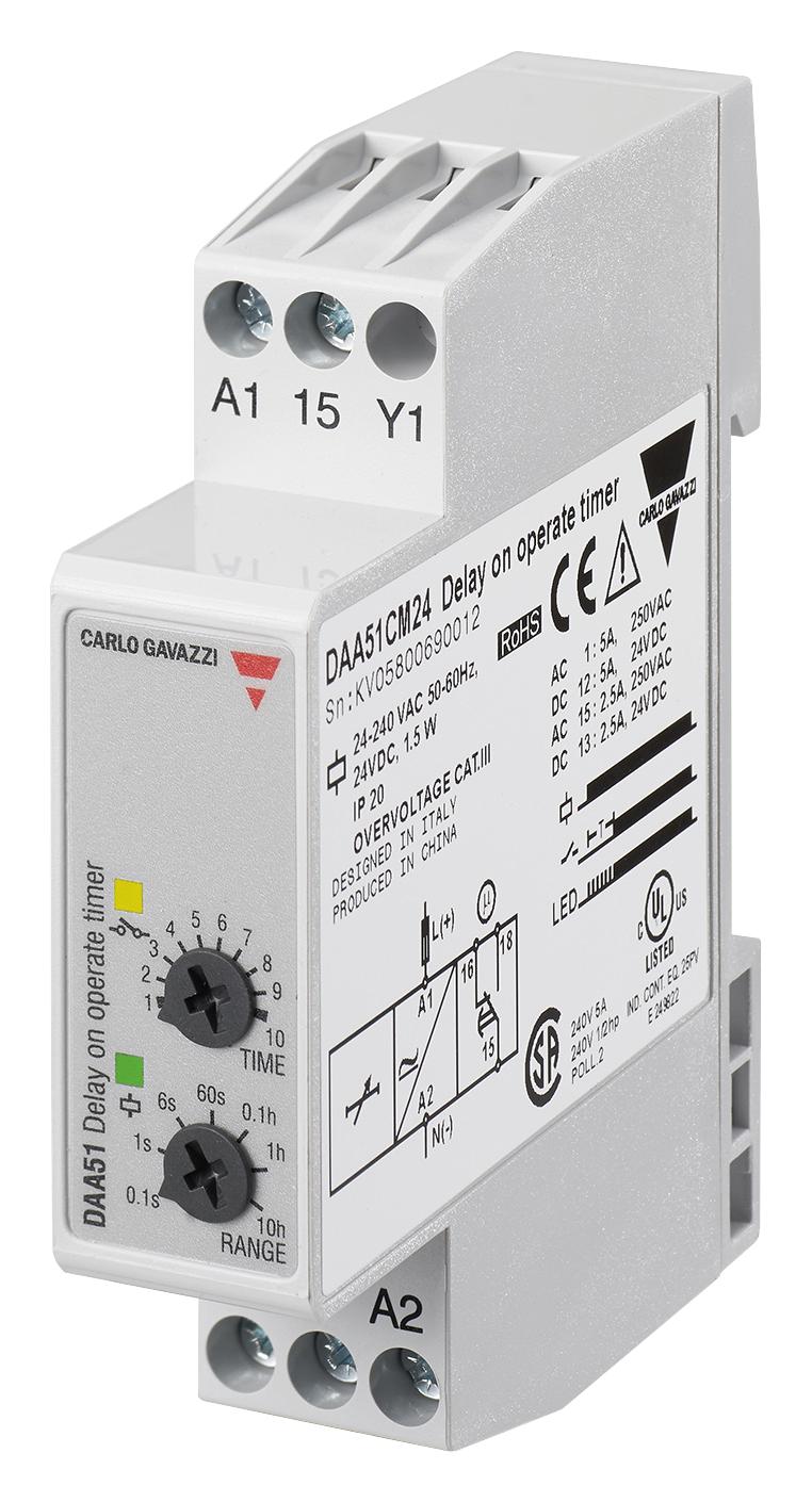 Carlo Gavazzi Daa51Cm24 Time Delay Relay, Spdt, 100H, 240V