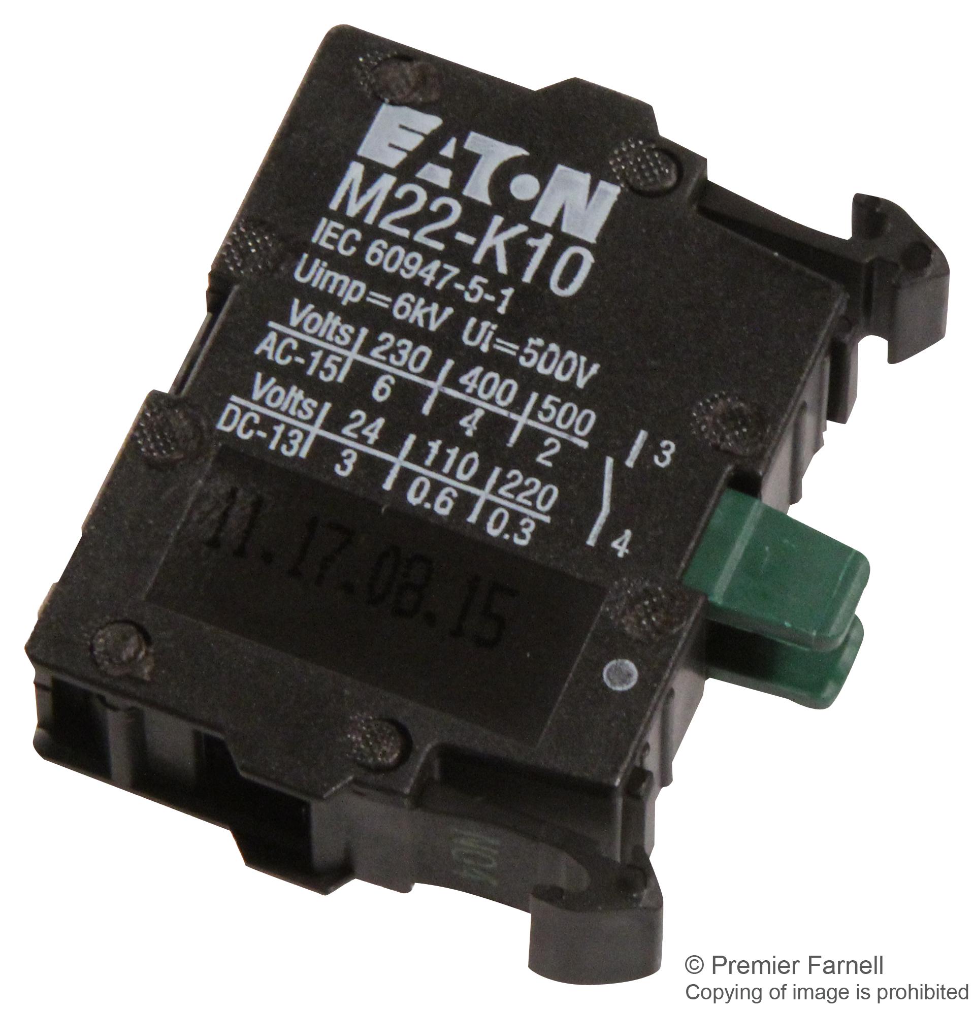 Eaton Cutler Hammer M22-K10 Contact Block, 1No, 4A, Screw