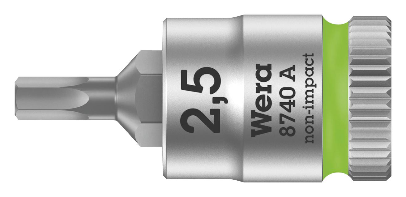 Wera 8740 2.5 X 28Mm Bit Socket, Hex, Size 2.5Mm, 28Mm