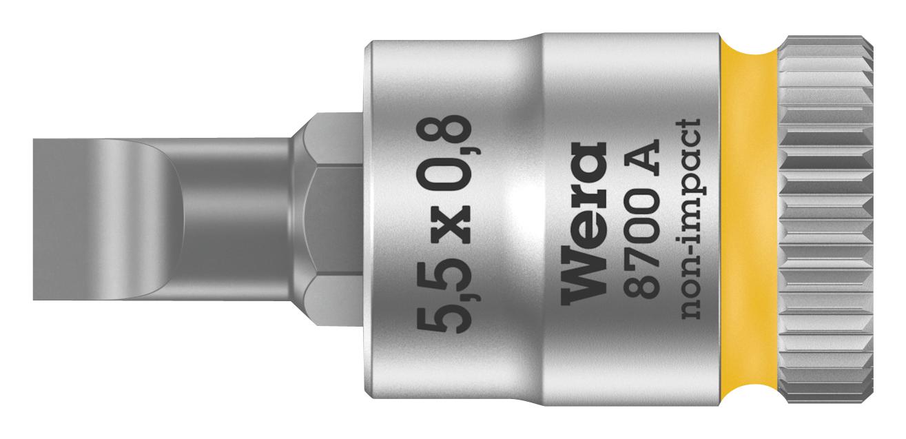 Wera 8700 0.8Mm Bit Socket, Slotted, 0.8X5.5Mm, 28Mm