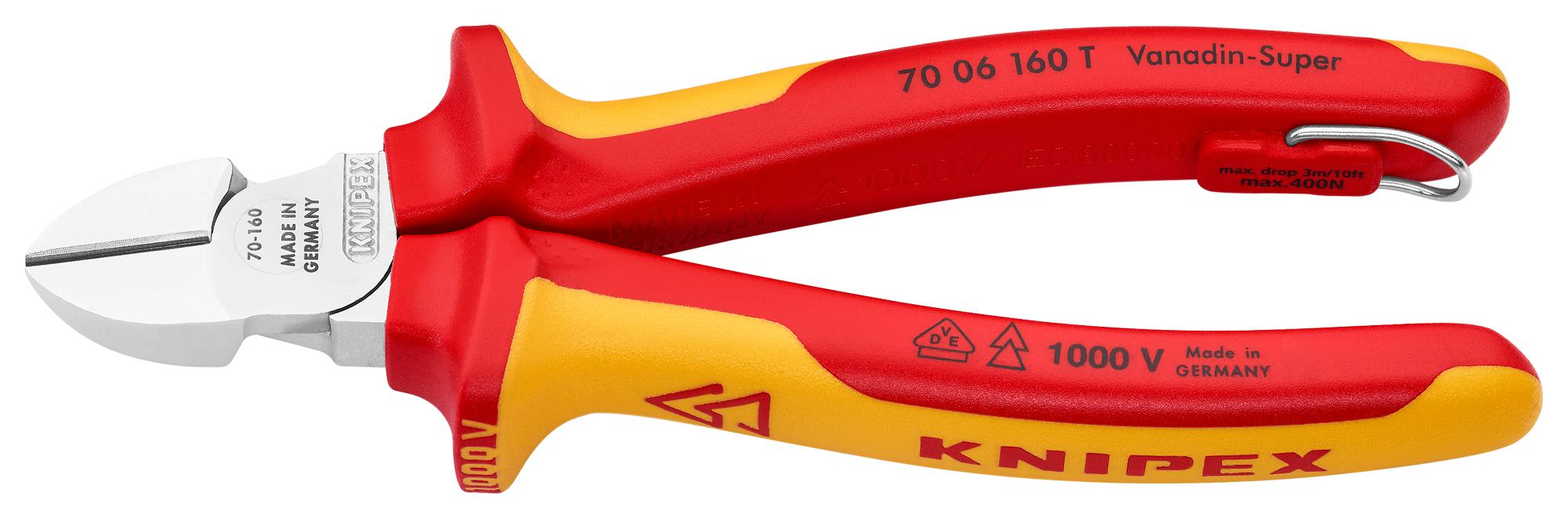 Knipex 70 06 160 T Wire Cutter, Diagonal, 4Mm, 160Mm