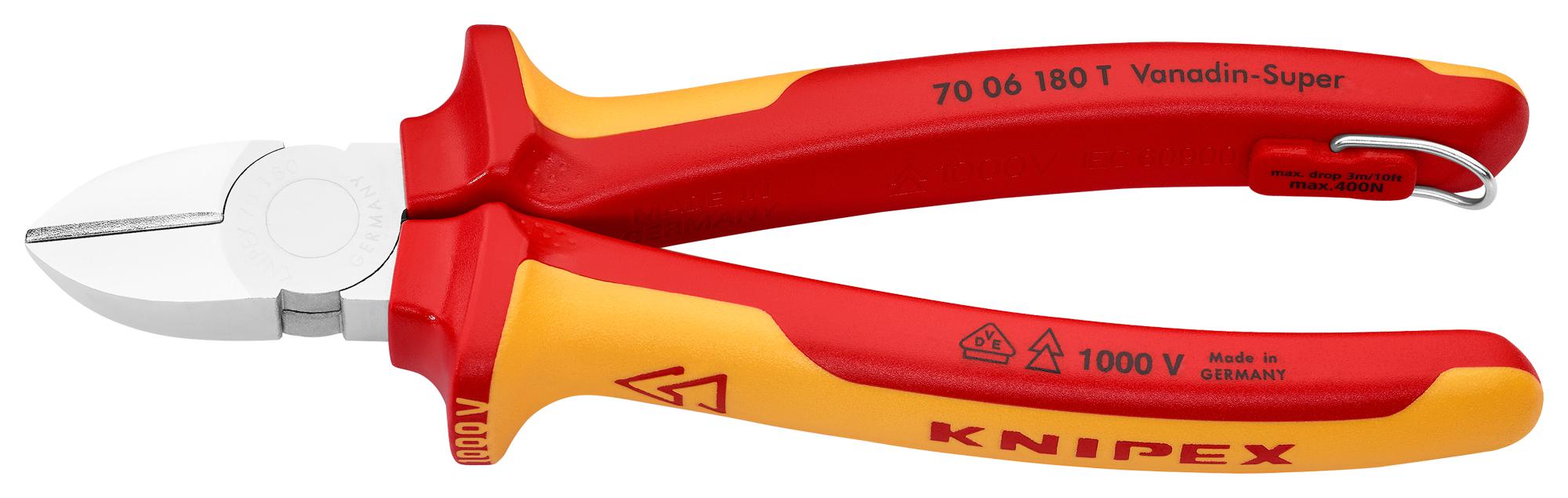 Knipex 70 06 180 T Wire Cutter, Diagonal, 4Mm, 180Mm