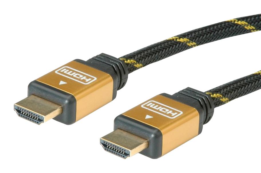 Roline 11.04.5562 Audio Cable, Hdmi Plug, 2M, Blk/gld