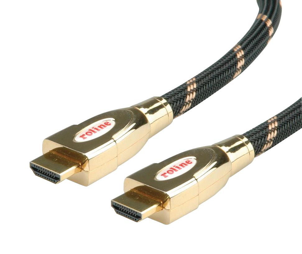 Roline 11.04.5693 Audio Cable, Hdmi A Plug, 5M, Blk/gld