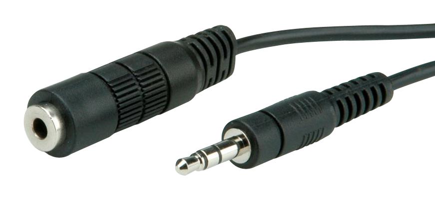 Roline 11.09.4352 Audio Cable, 3.5Mm Plug-Skt, 2M, Black