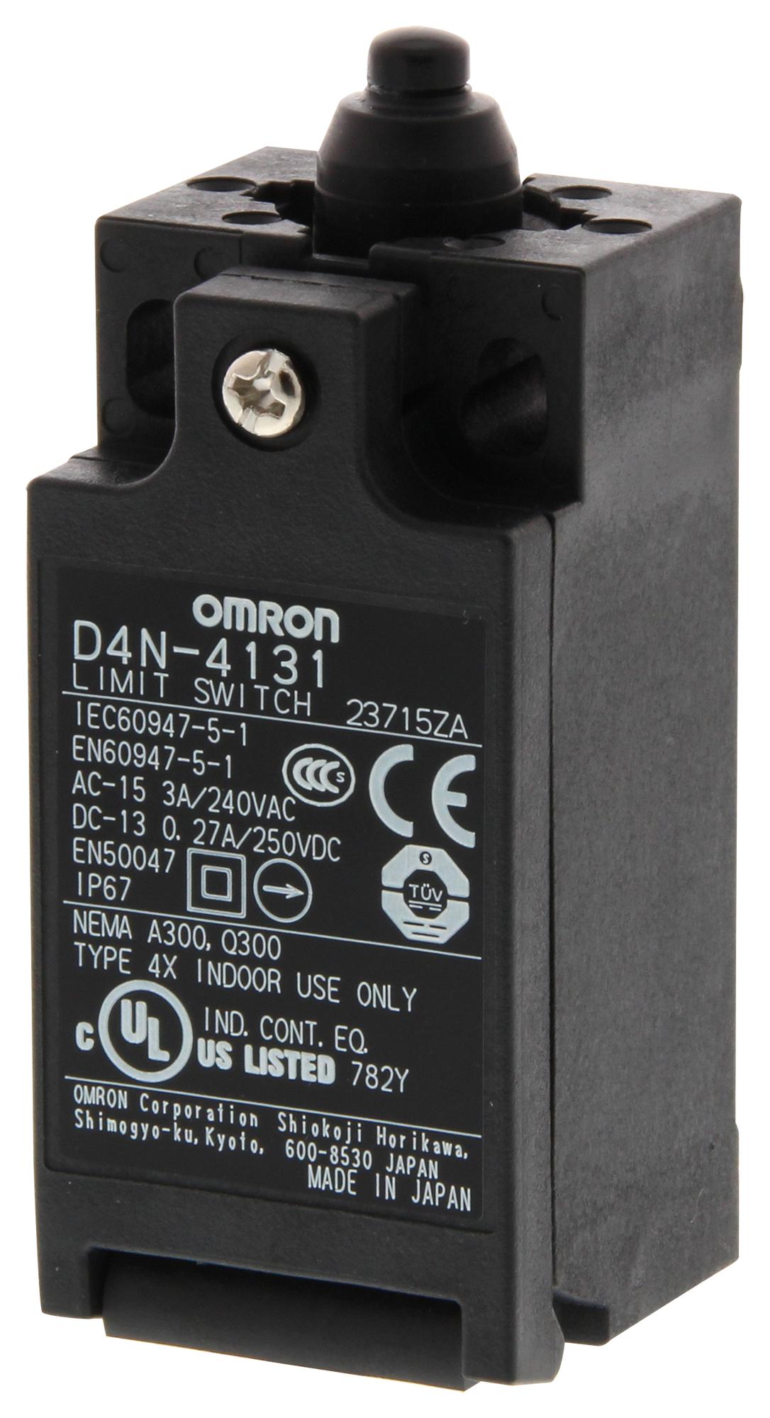 Omron Industrial Automation D4N4131 Limit Switch, Spst-Nc/no, 240Vac, 3A