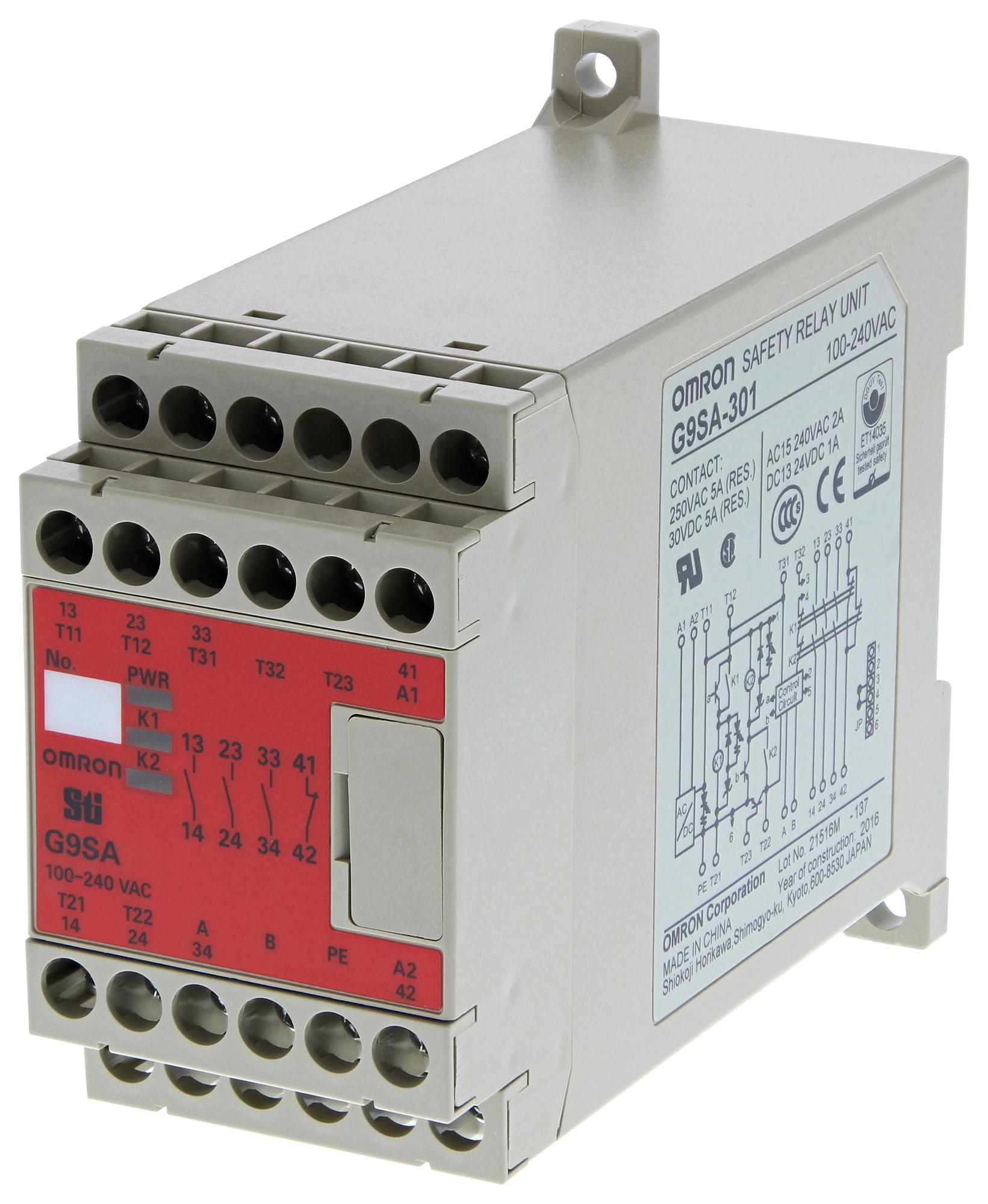 Omron Industrial Automation G9Sa301Ac100240.1 Safety Relay, 3Pst-No, 240Vac, 5A, Screw