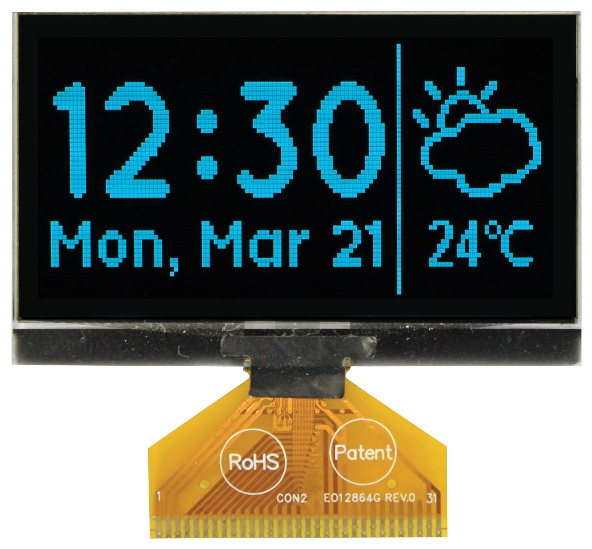 Midas Displays Mcot128064E1V-Bm Display, Oled Graphic, Tab, 128X64Pixels