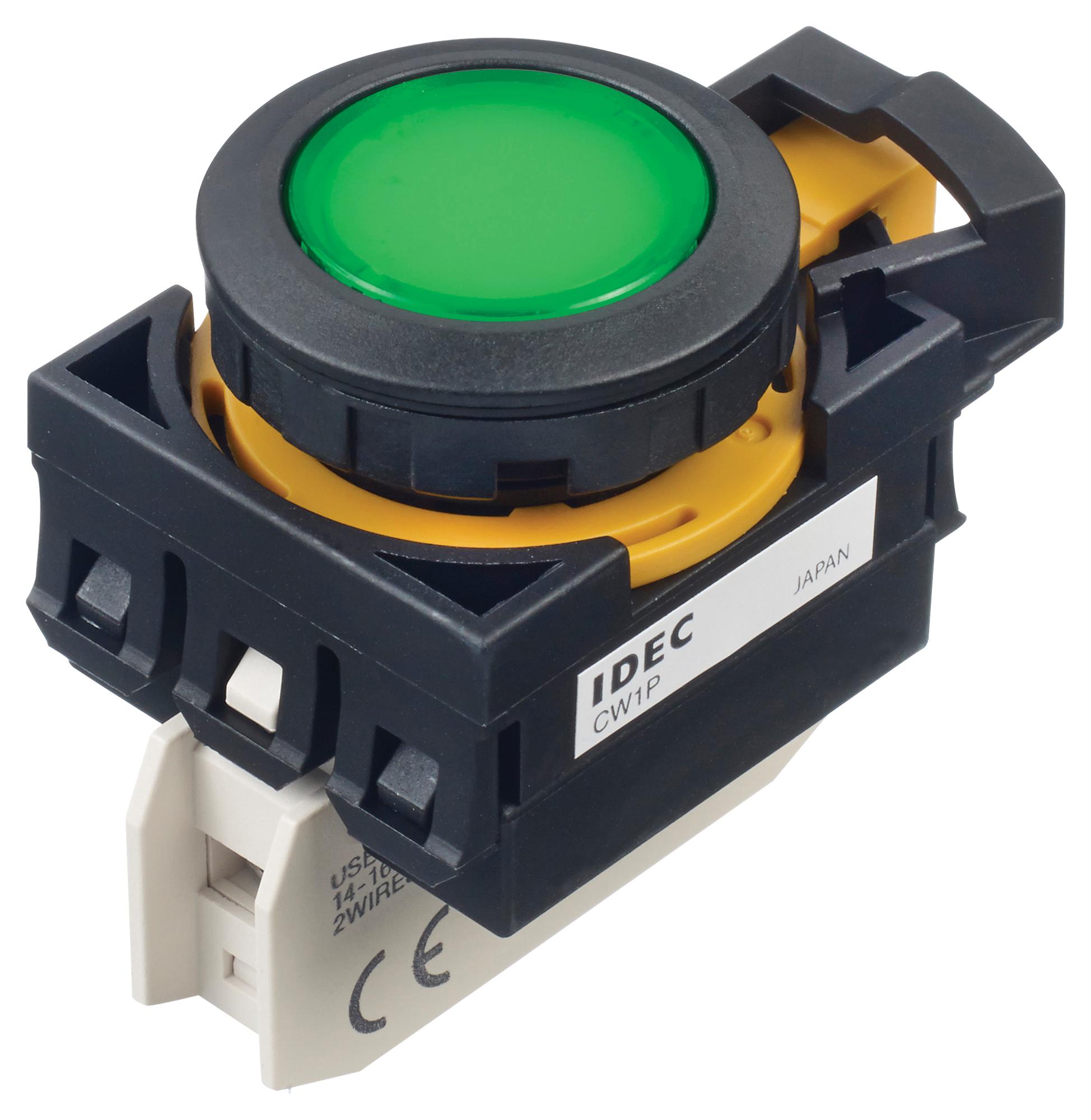 Idec Cw1P-1Eq4G Pilot Light, Green, 22Mm, 24Vac/vdc