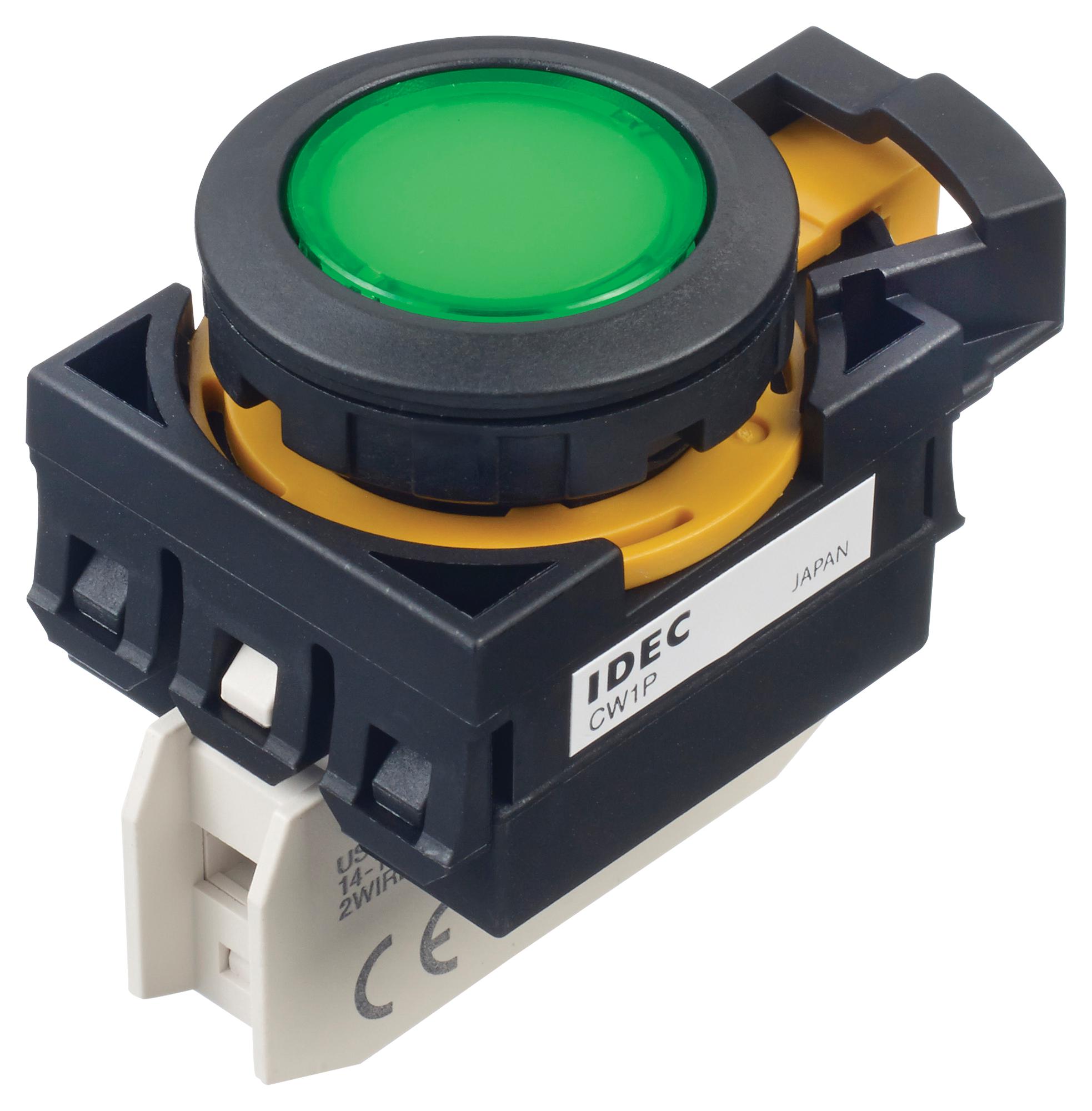 Idec Cw1P-1Eqm4G Pilot Light, Green, 22Mm, 240Vac