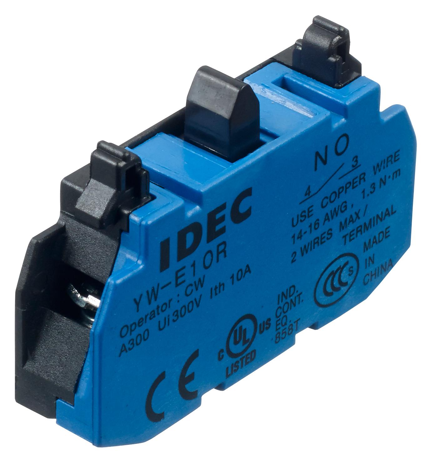 Idec Yw-E10R Contact Block, 1 Pole, 10A, 120Vac