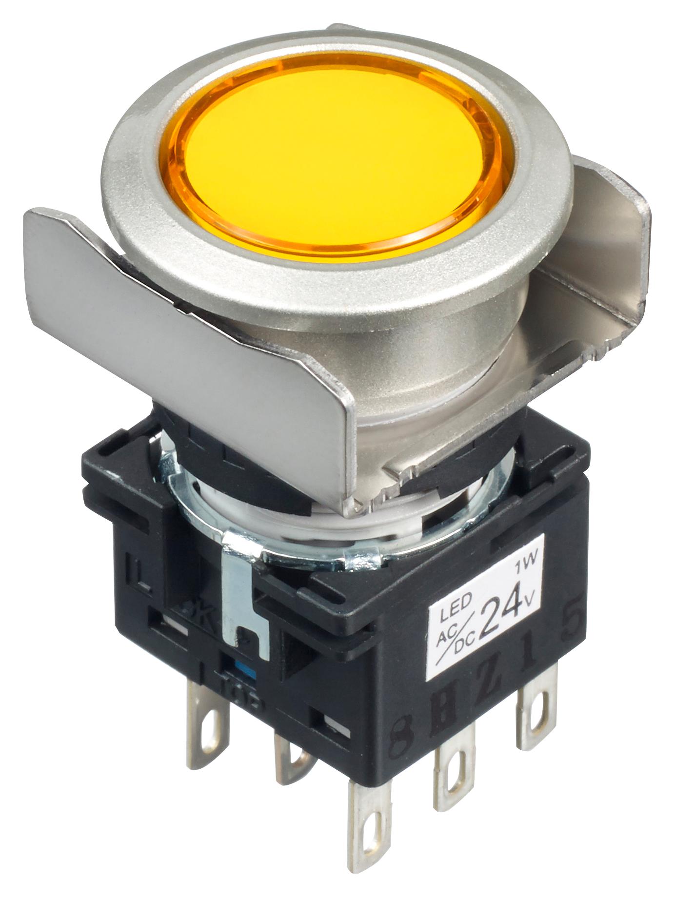 Idec Lb6Ml-A1T64Y Pb Switch, Illum, Dpdt, 24Vac/dc, Yellow