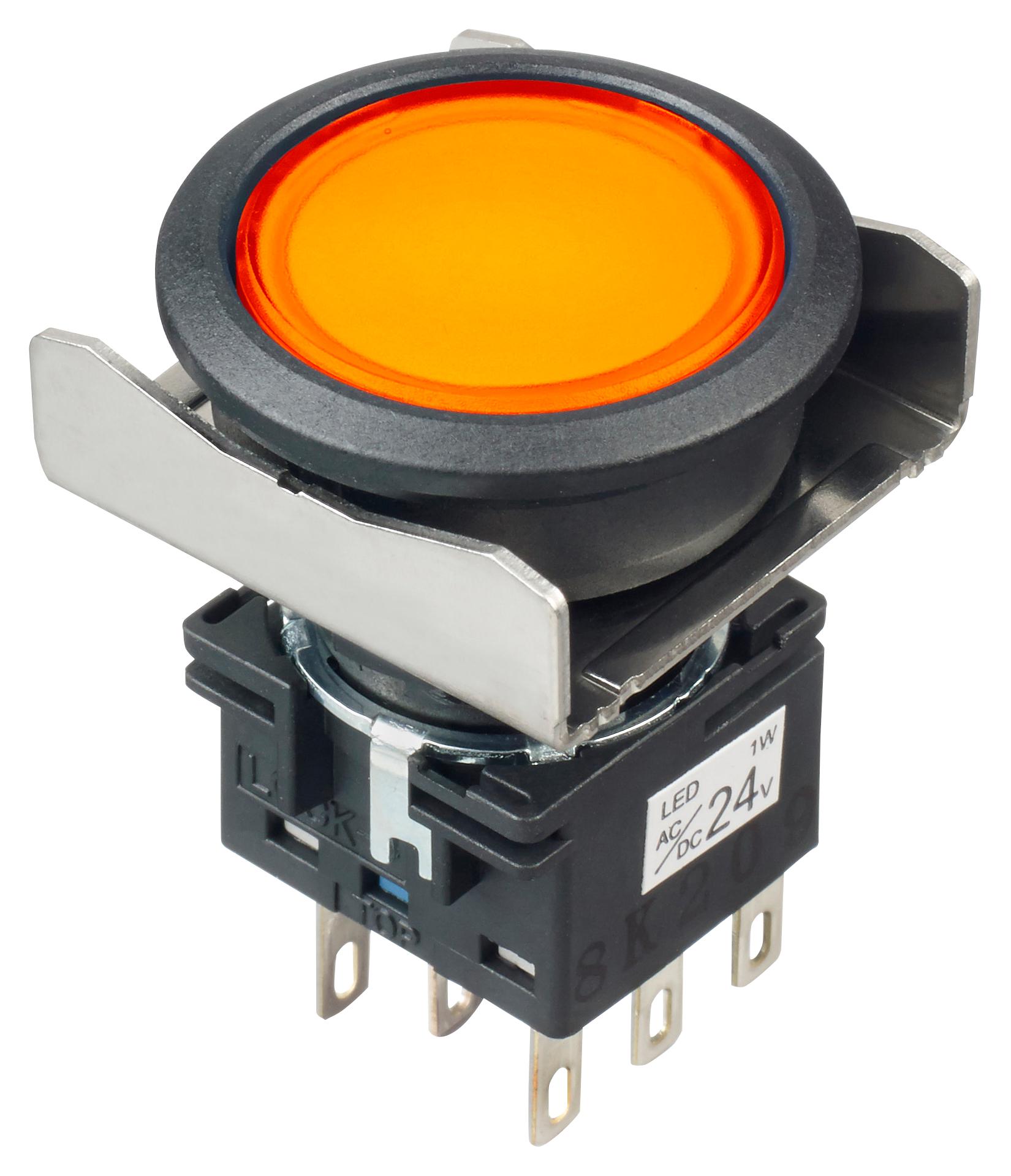 Idec Lbw6L-A1Rt64Wa Pb Switch, Dpdt, 24Vac/dc, Solder, Amber