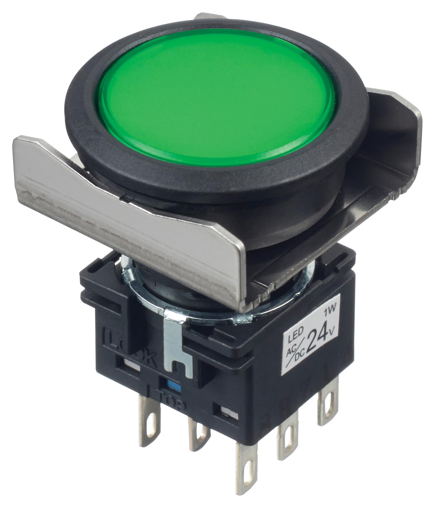 Idec Lbw6L-A1T64G Pb Switch, Dpdt, 24Vac/dc, Solder, Green