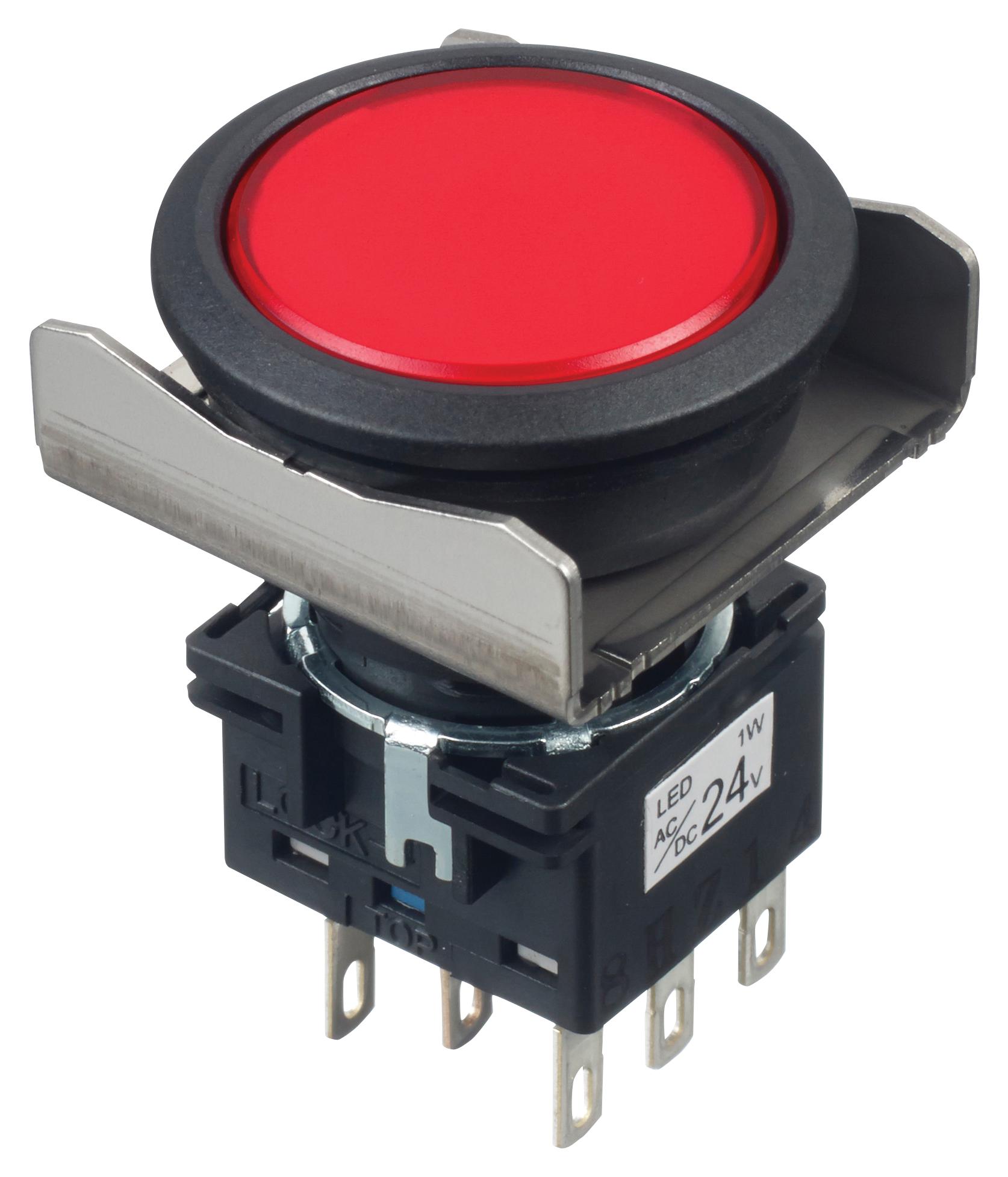 Idec Lbw6L-A1T64R Pb Switch, Dpdt, 24Vac/dc, Solder, Red