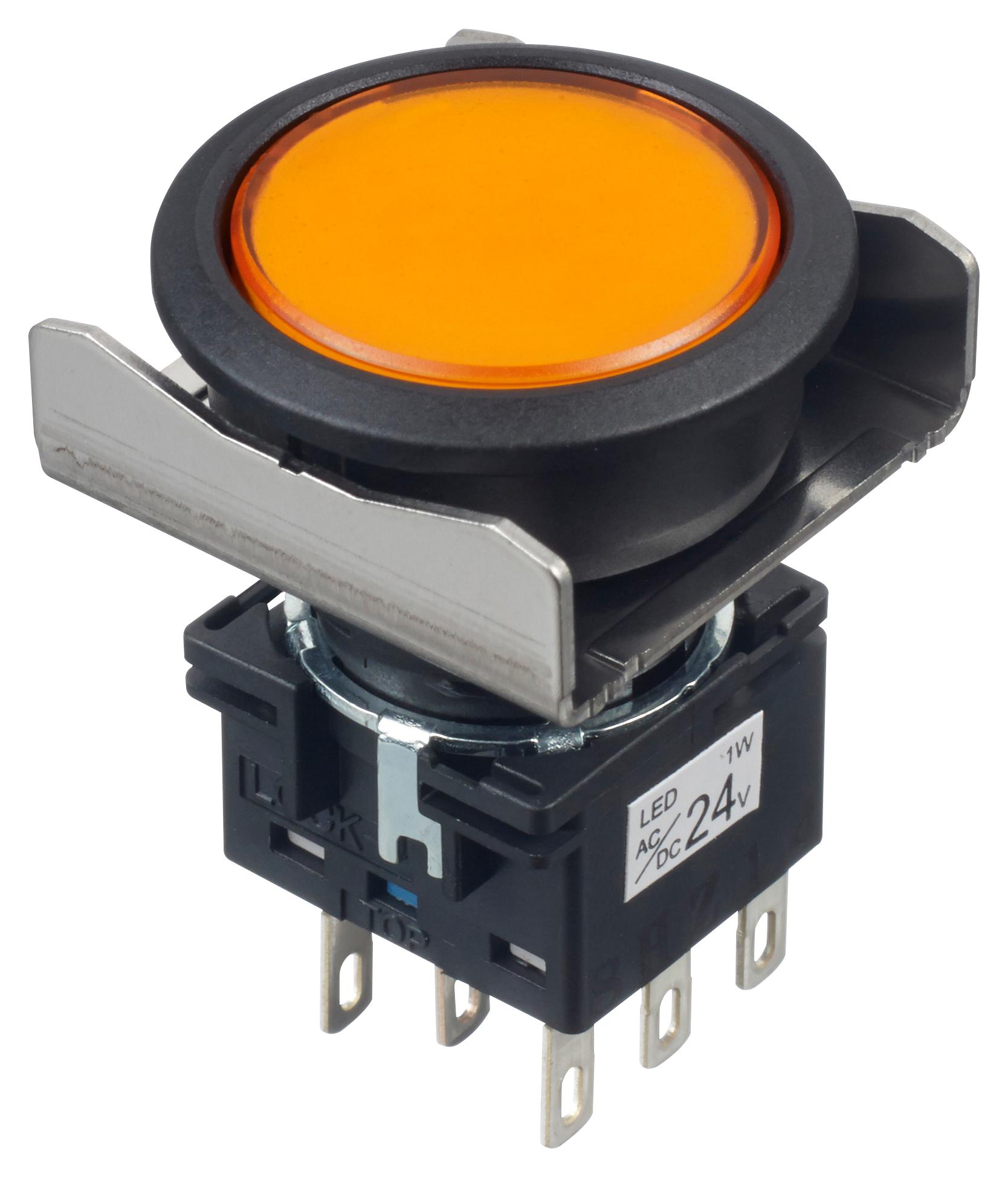 Idec Lbw6L-M1T64A Pb Switch, Dpdt, 24Vac/dc, Solder, Amber