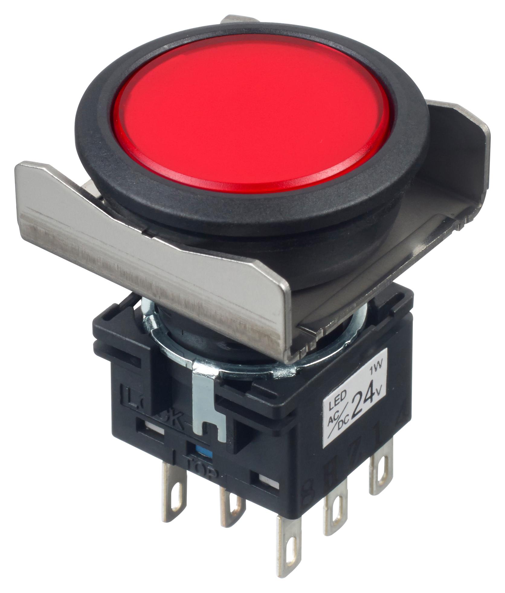 Idec Lbw6L-M1T64R Pb Switch, Dpdt, 24Vac/dc, Solder, Red