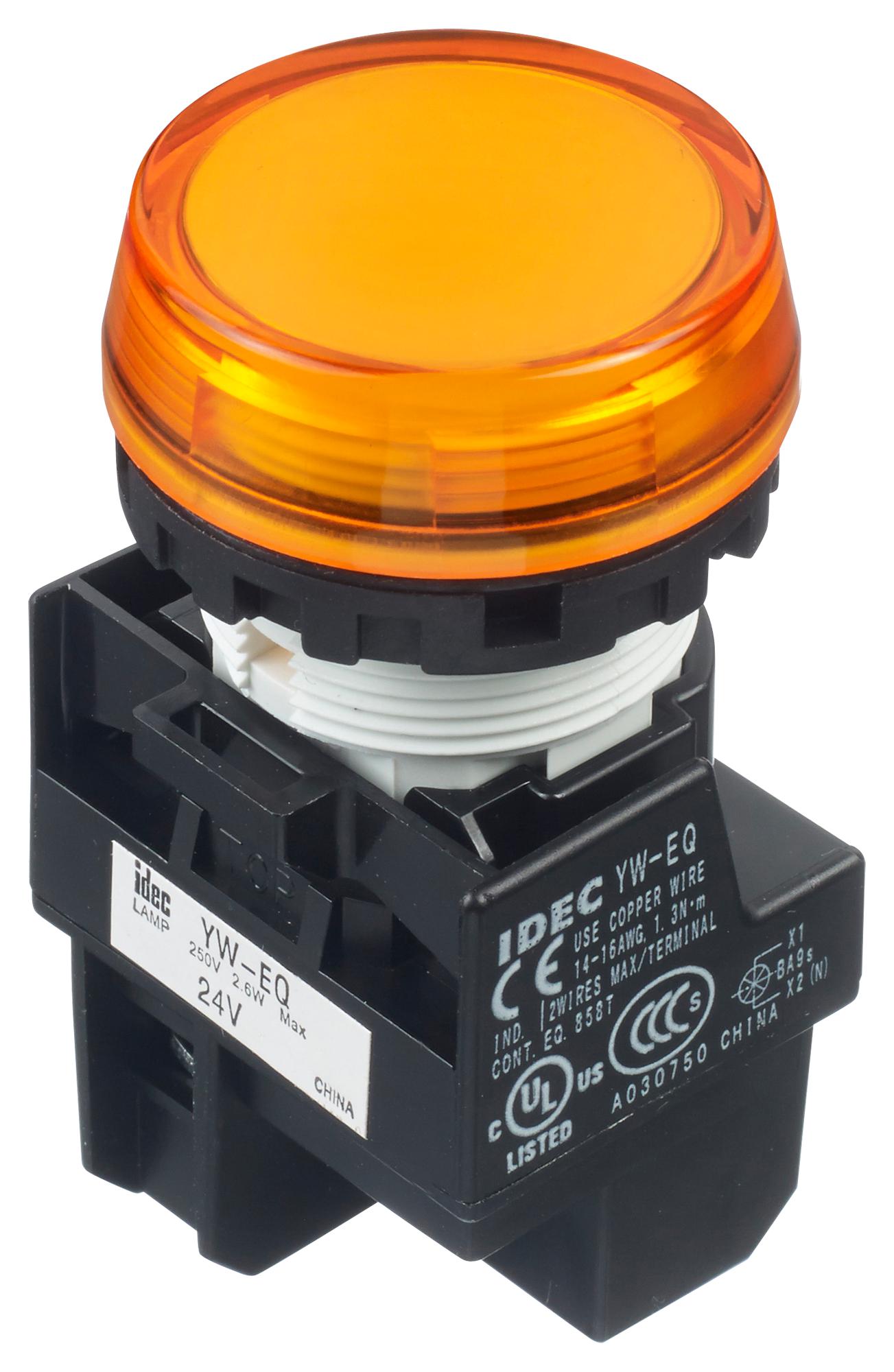 Idec Yw1P-1Beq4A Pilot Light, Amber, 24Vac/vdc