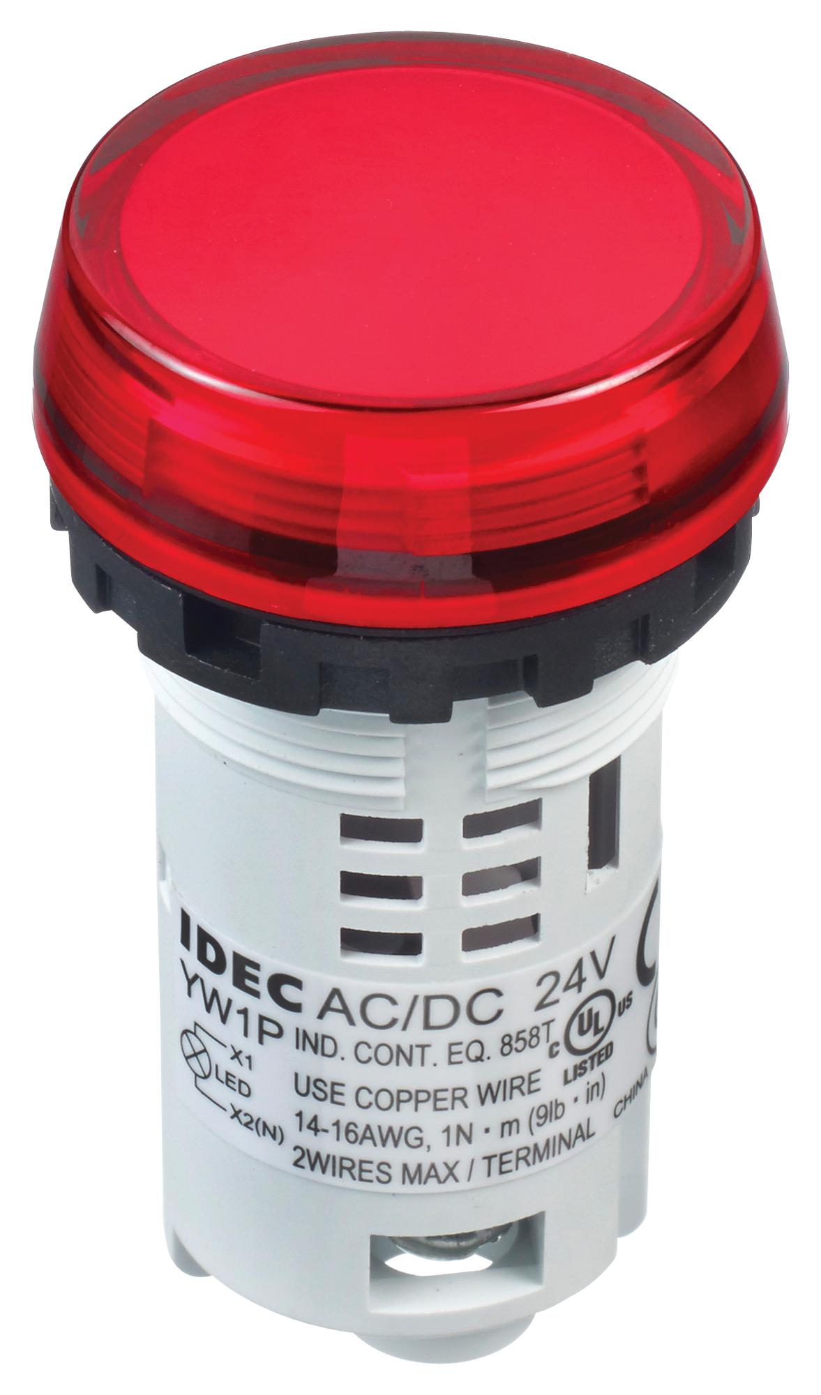 Idec Yw1P-1Buq4R Pilot Light, Red, 24Vac/vdc