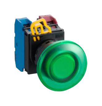 Idec Yw1L-M4E10Qm3G Pb Switch, Spst-No, 240Vac, Screw, Green