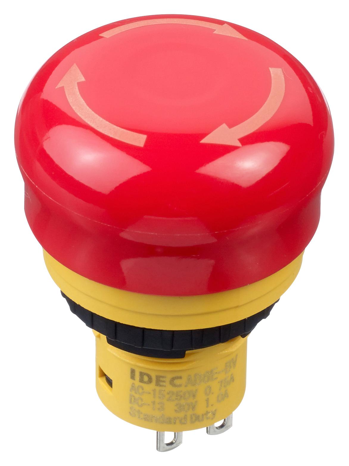 Idec Ab6E-3Bv02Prm E-Stop Pb Sw, Dpst-Nc, 5A, 125V, Qc