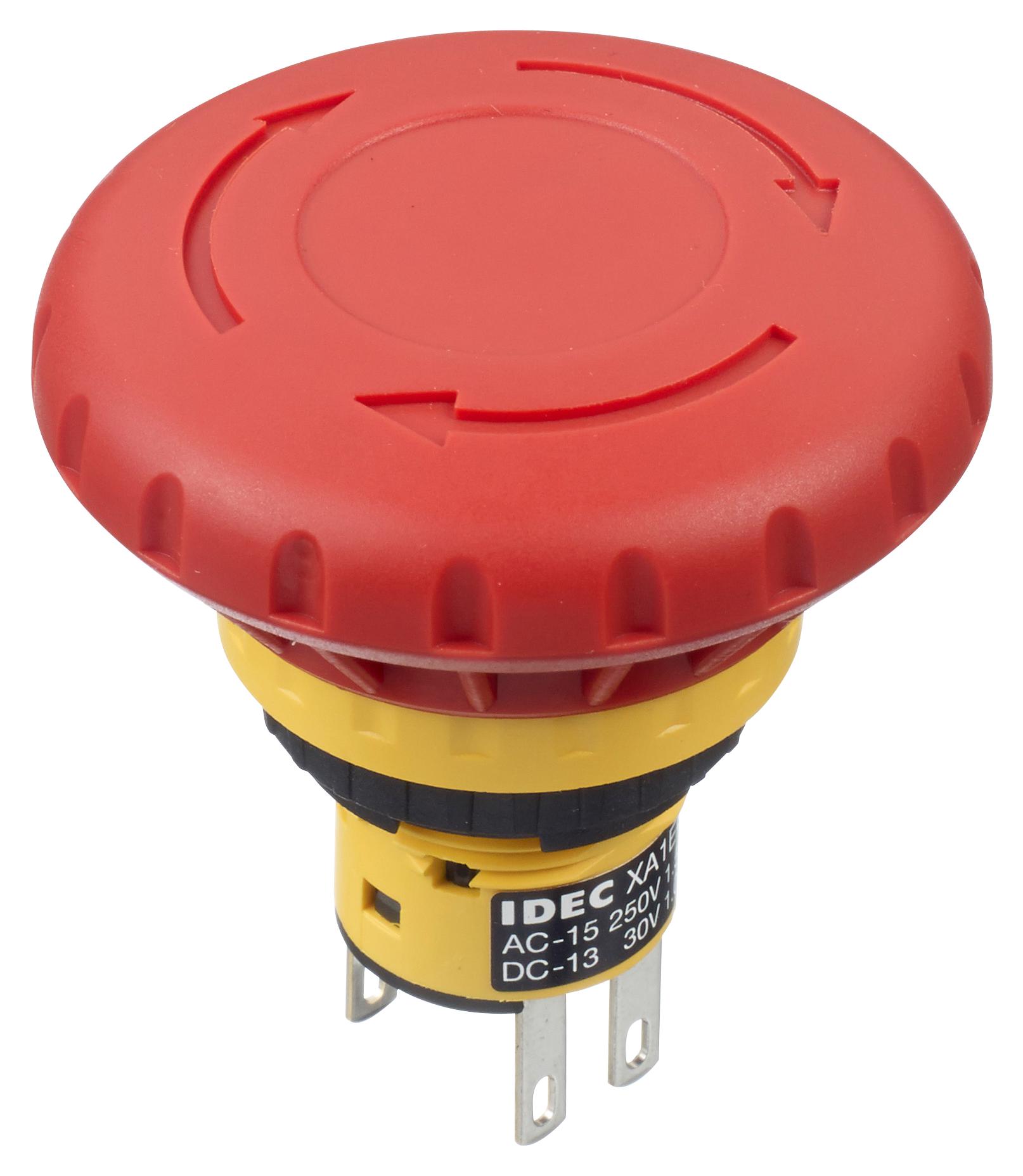 Idec Xa1E-Bv4U02Tr E-Stop Pb Sw, Dpst-Nc, 3A, 250V, Qc