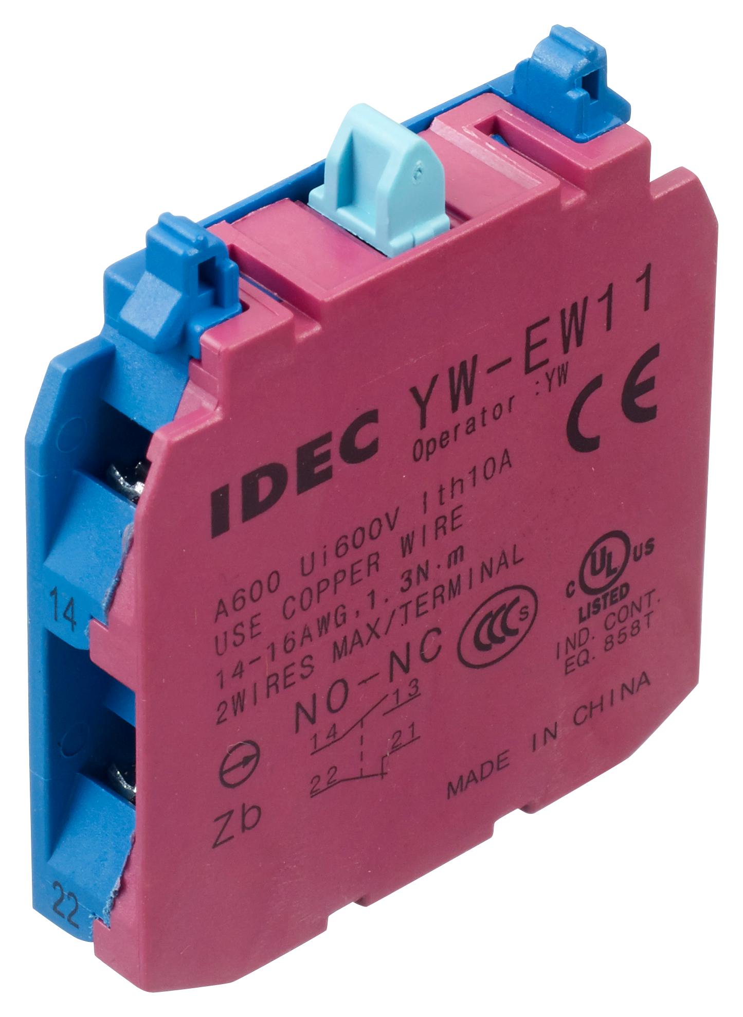 Idec Yw-Ew11 Double Contact Block, 1No/1Nc, Screw