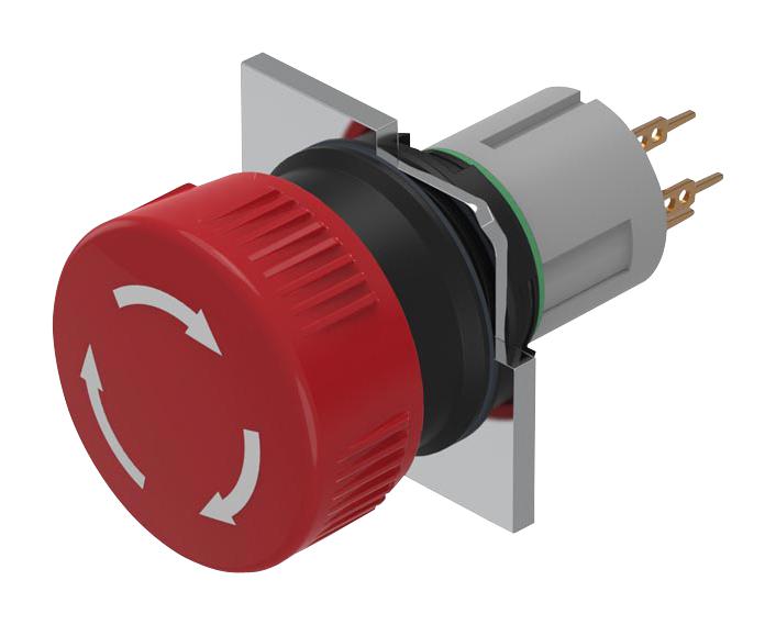 Eao 51-252.026 E-Stop Pb Sw, Dpst-Nc, 0.1A, 42V, Solder