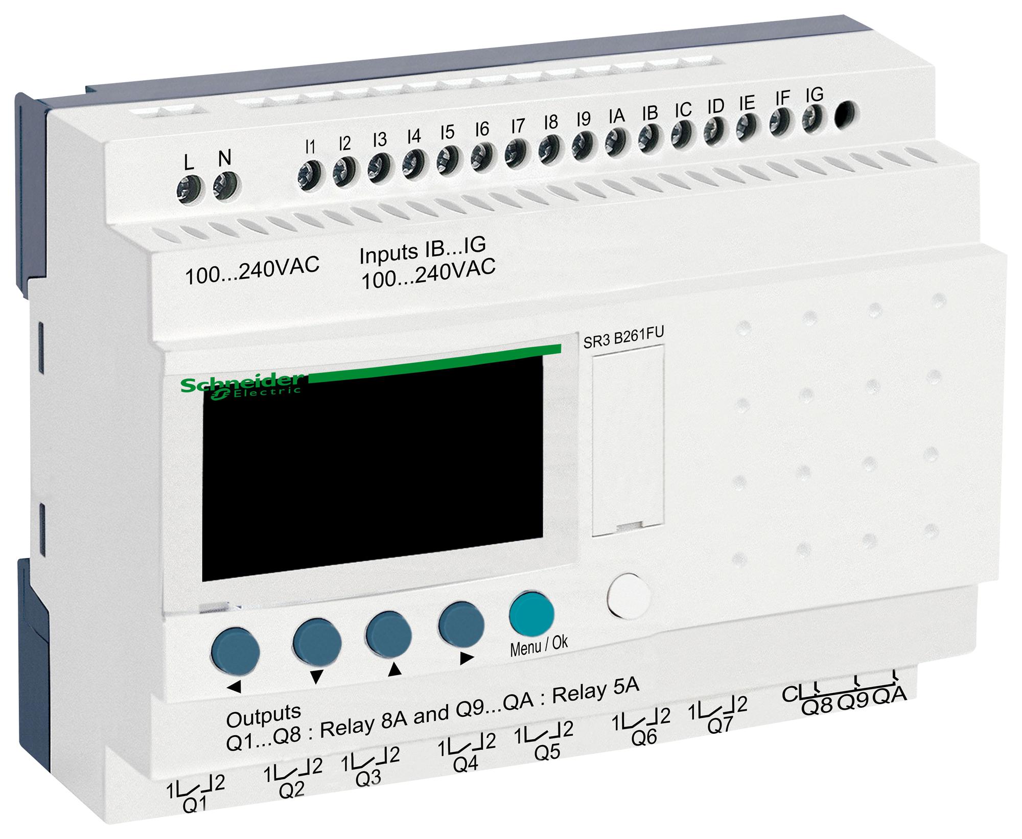 Schneider Electric Sr3B261Fu Modular Smart Relay, 26 I/o, 100-240V