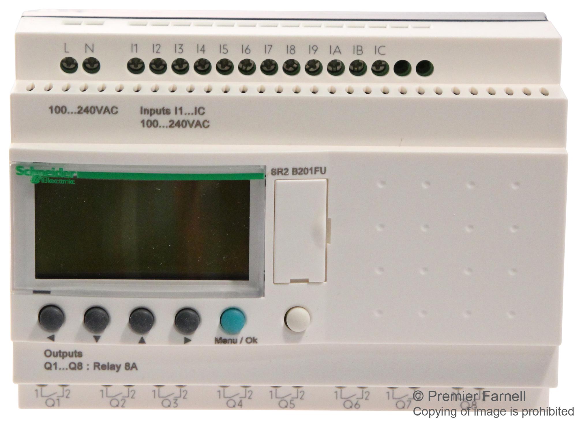 Schneider Electric Sr2B201Fu Smart Relay, 240V, 12 I/p, 8 Relay O/p