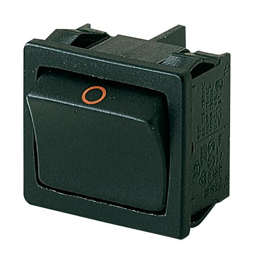 Marquardt 01801.1926-01 Rocker Switch, Spst, 12A, 250Vac, Black