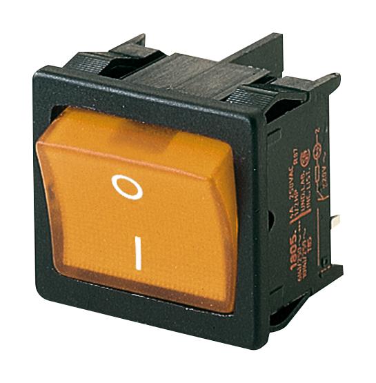 Marquardt 01805.7104-03 Rocker Switch, Dpst, 10A, 250Vac, Orange