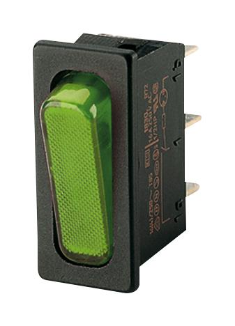 Marquardt 01830.3118-02 Rocker Switch, Spst, 20A, 250Vac, Green