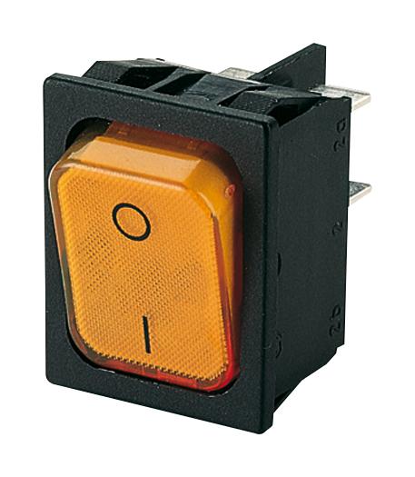 Marquardt 01835.3114-01 Rocker Switch, Dpst, 20A, 250Vac, Orange