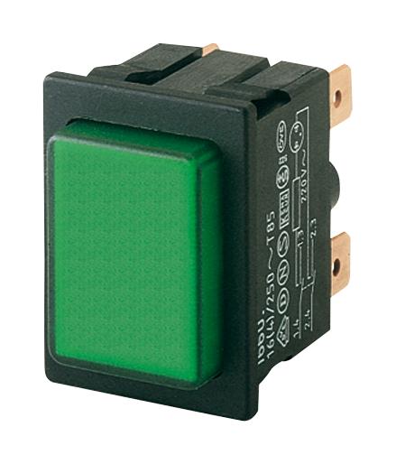 Marquardt 01660.5202-00 Pb Switch, Illum, Dpst, 16A, 250V, Green