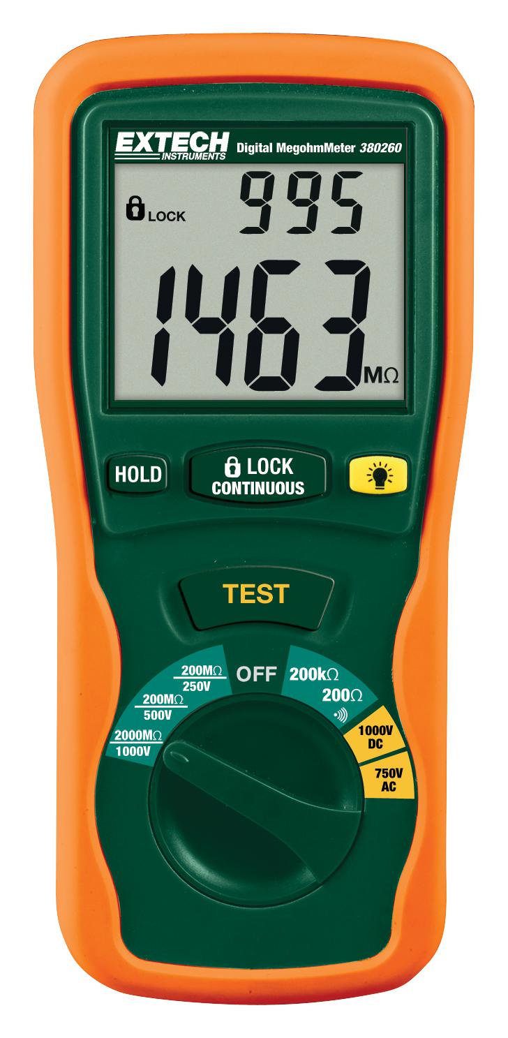 Extech Instruments 380260 Digital Megohmmeter, 200Mohm - 2Gohm