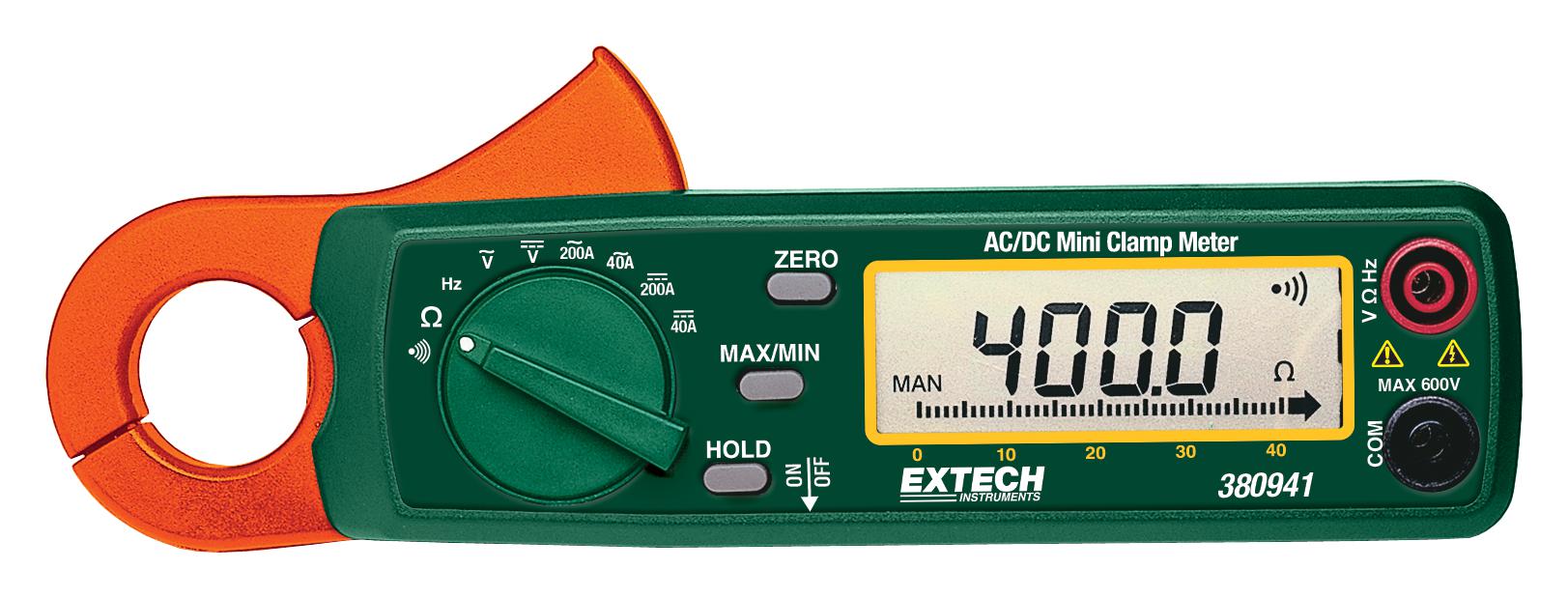 Extech Instruments 380941 Mini Clamp Meter, Average, 200A, 23Mm