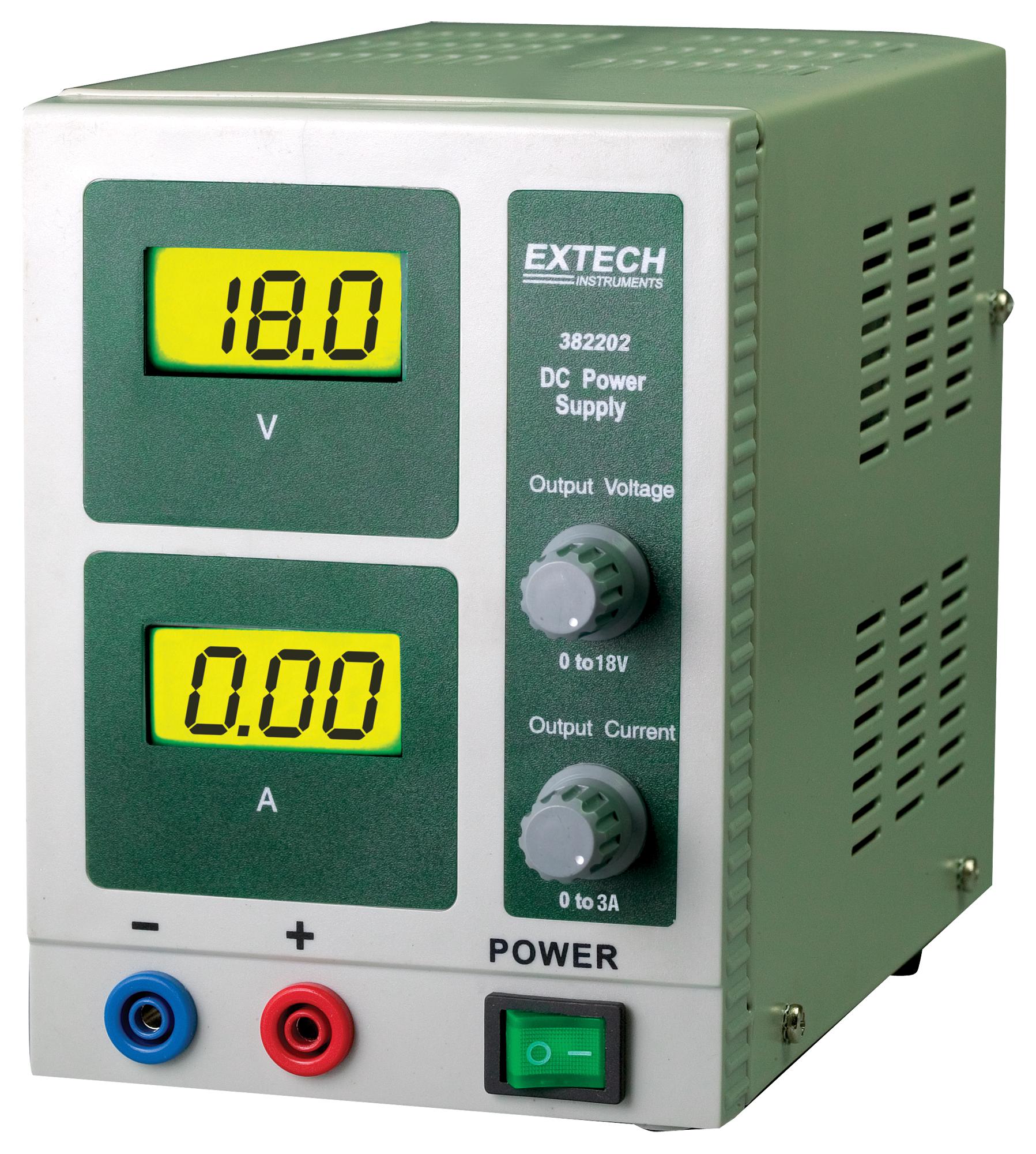 Extech Instruments 382202 Dc Power Supply, 1 Output, Adj, 3A/18V