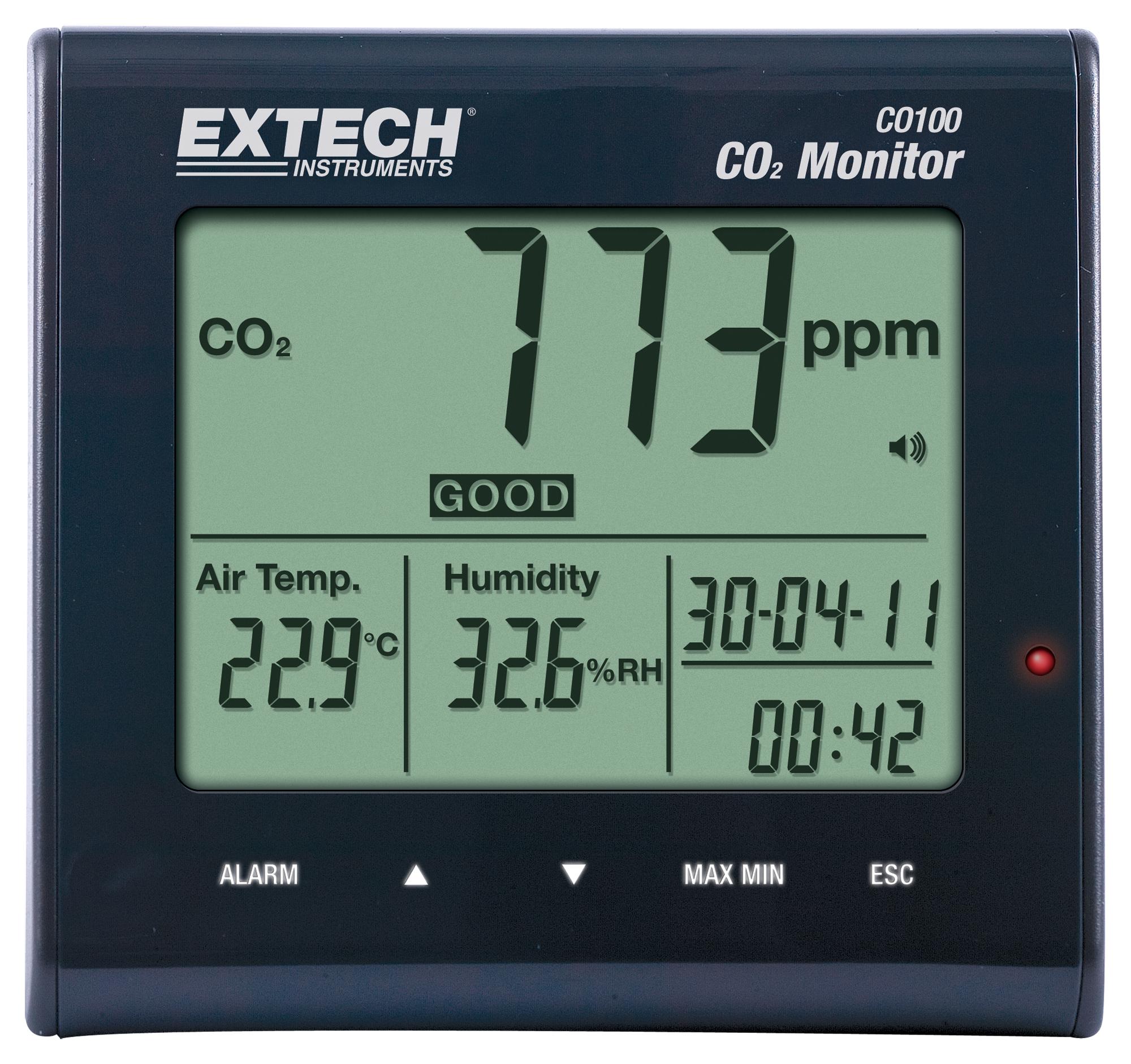 Extech Instruments Co100 Air Quality Co2 Monitor, 0Ppm To 9999Ppm