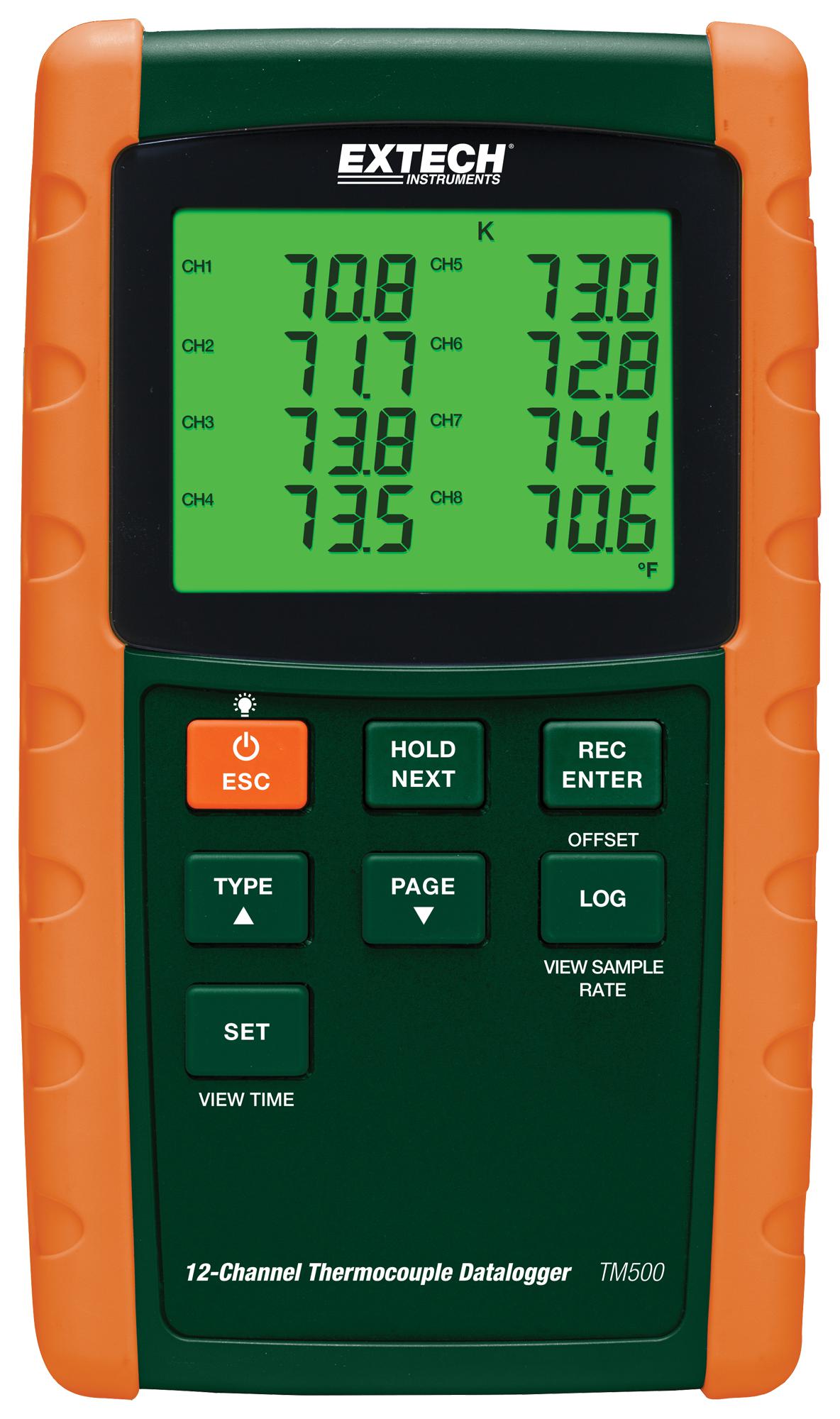 Extech Instruments Tm500 Thermocouple Datalogger, 12-Ch, 99/20M