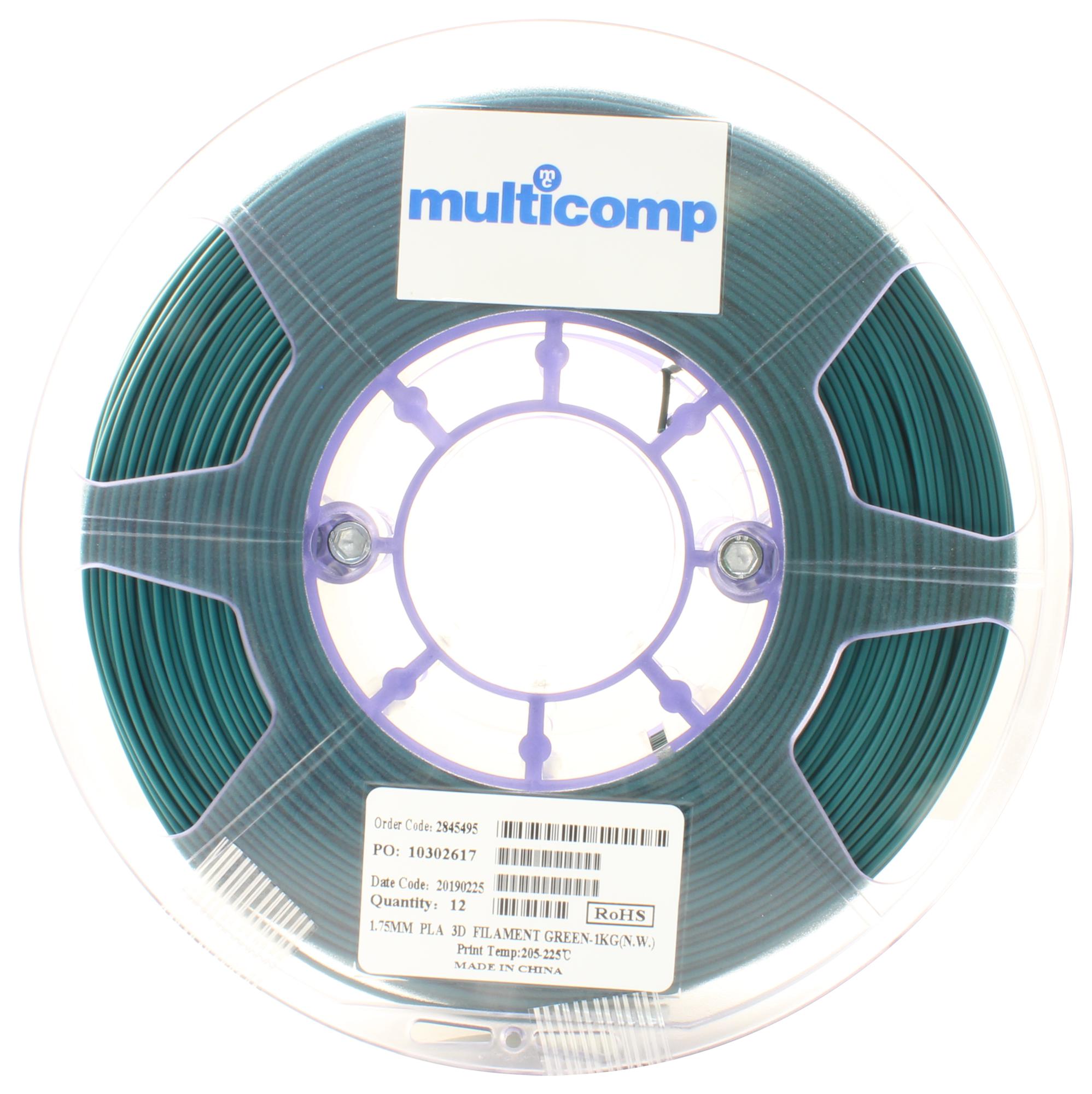 Multicomp Pro Mc002548 3D Printer Filament, Pla, 1.75Mm, Green