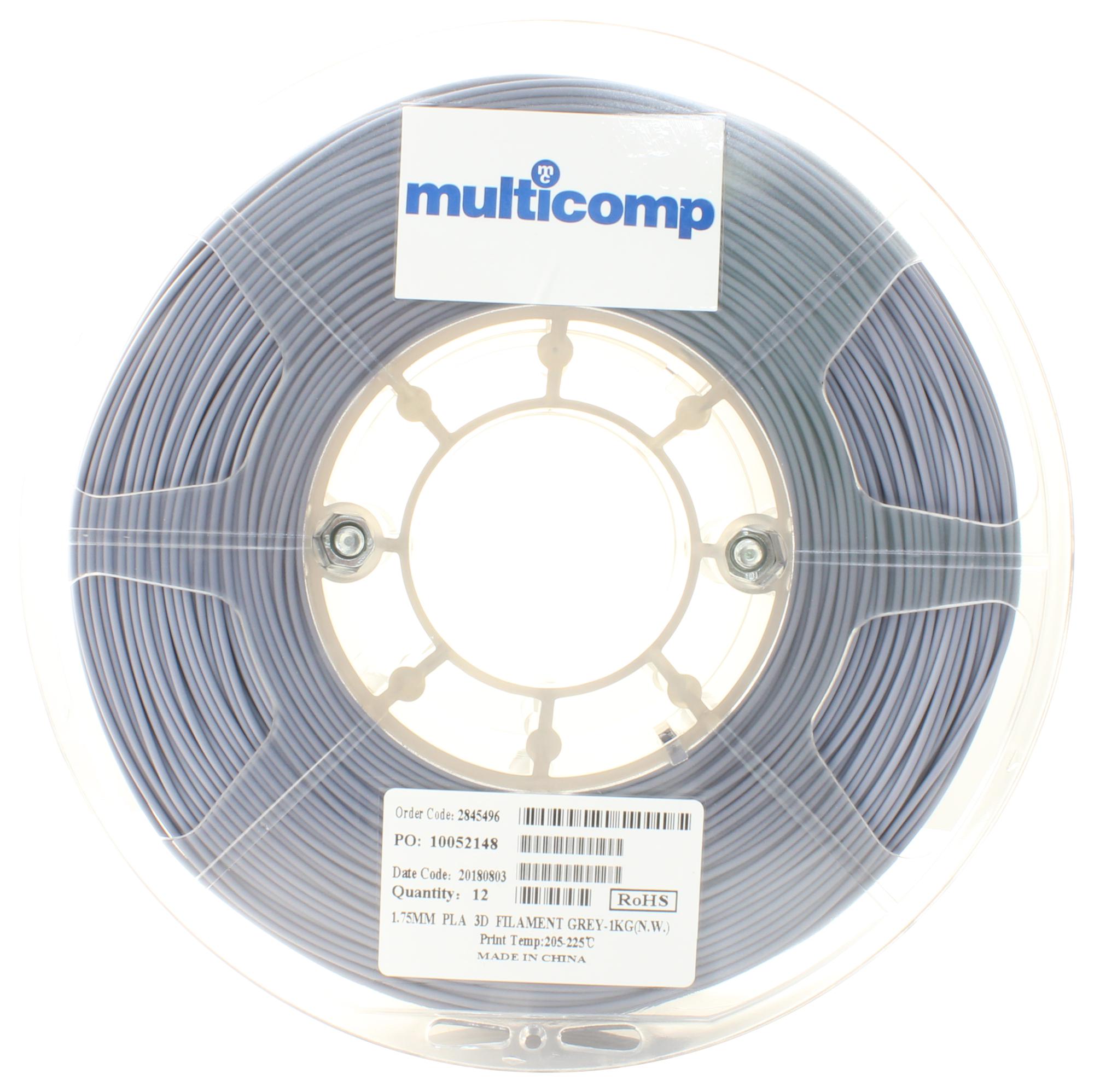 Multicomp Pro Mc002549 D Printer Filament, Pla, 1.75Mm, Grey