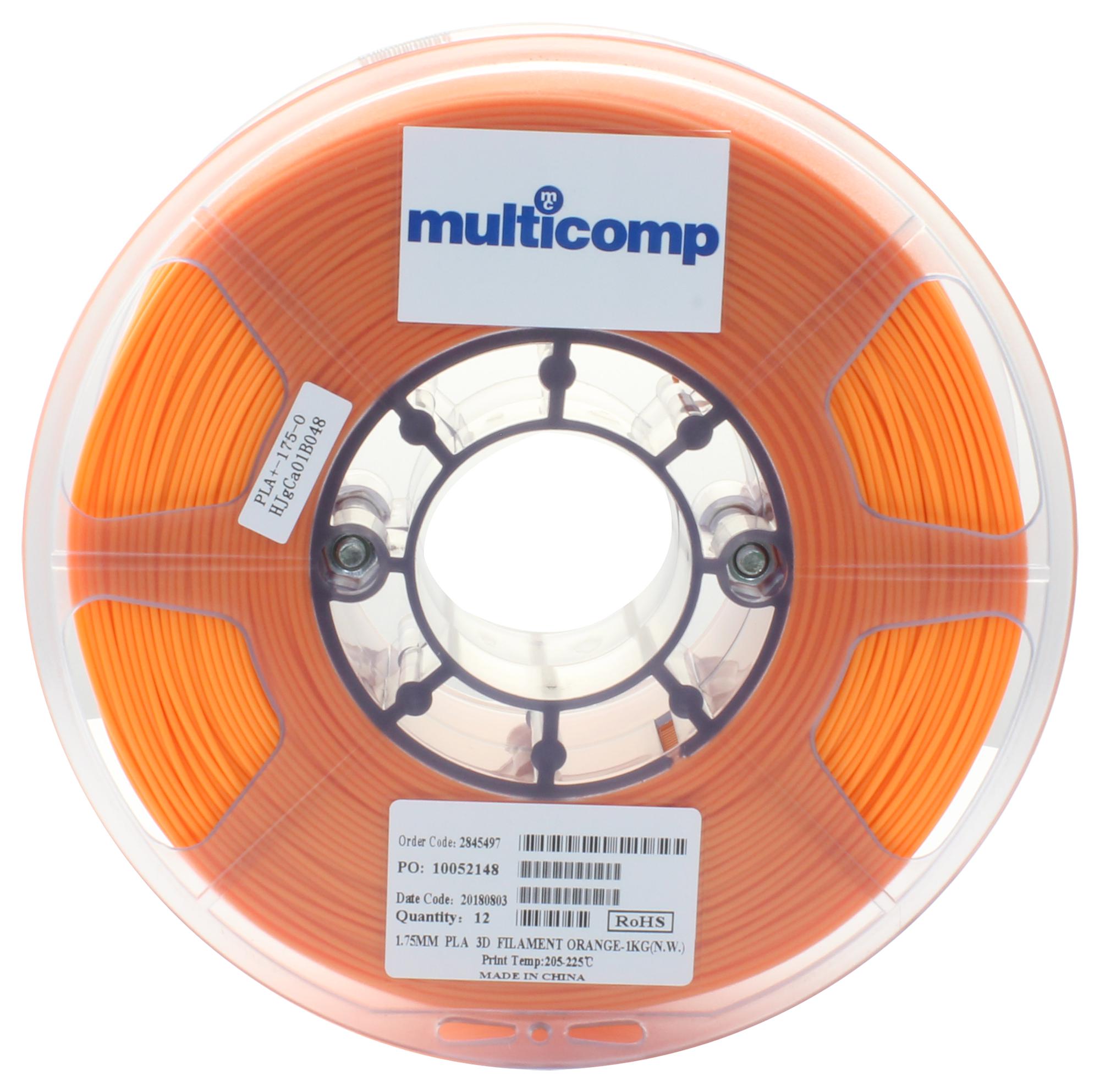 Multicomp Pro Mc002550 3D Printer Filament, Pla, 1.75Mm, Orange