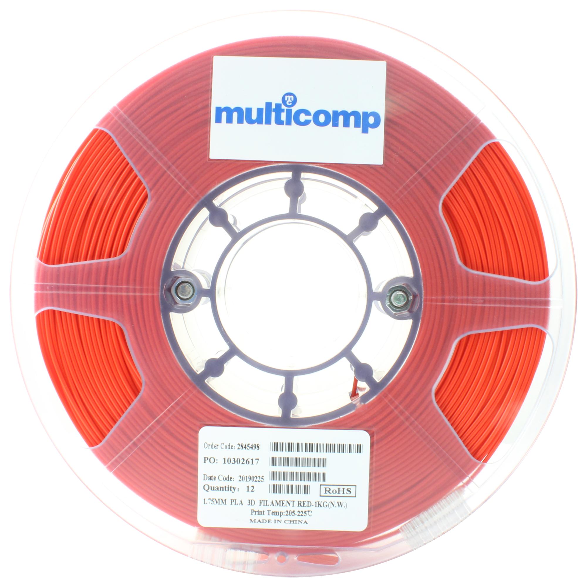 Multicomp Pro Mc002551 3D Printer Filament, Pla, 1.75Mm, Red