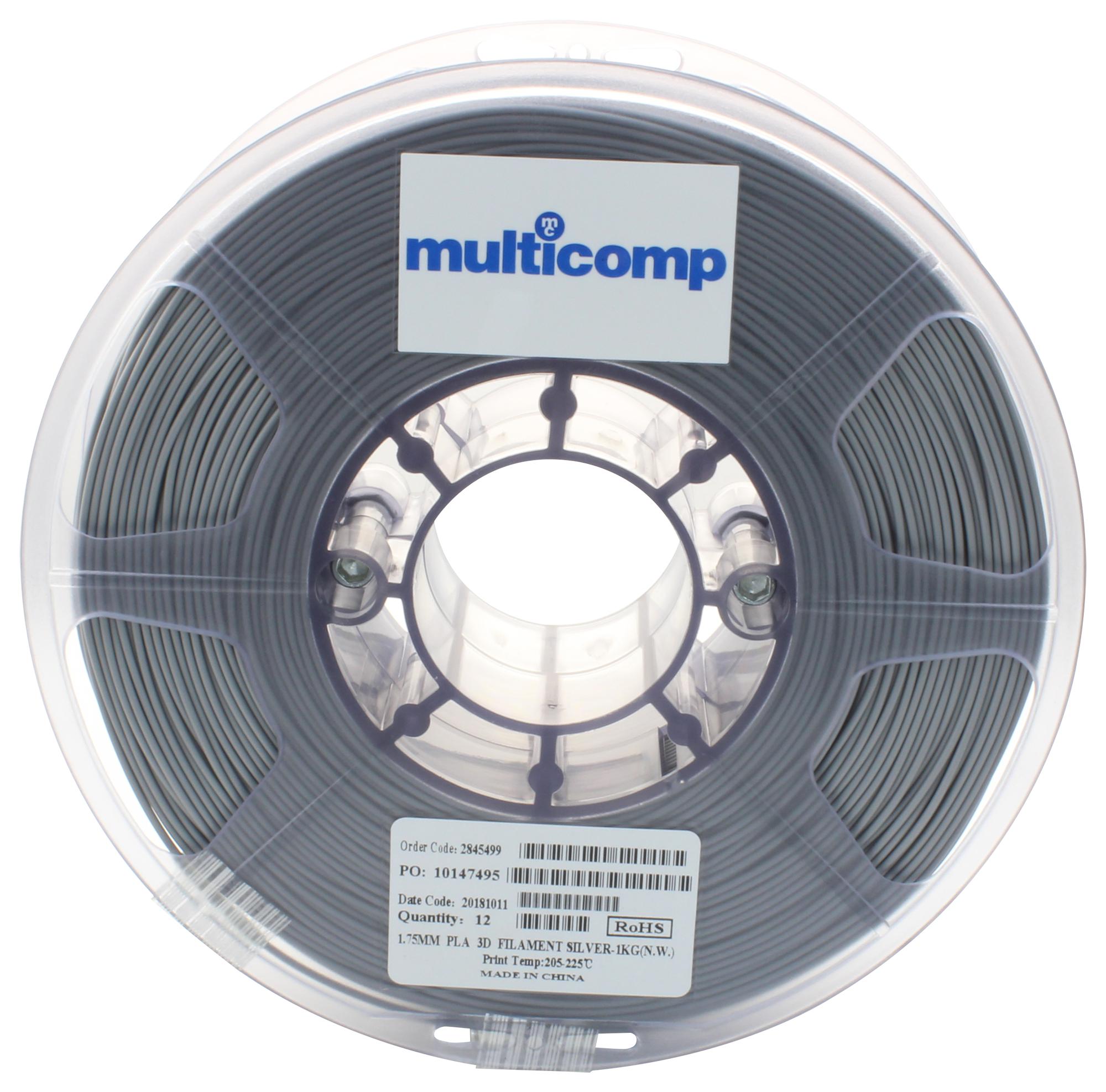 Multicomp Pro Mc002552 3D Printer Filament, Pla, 1.75Mm, Silver