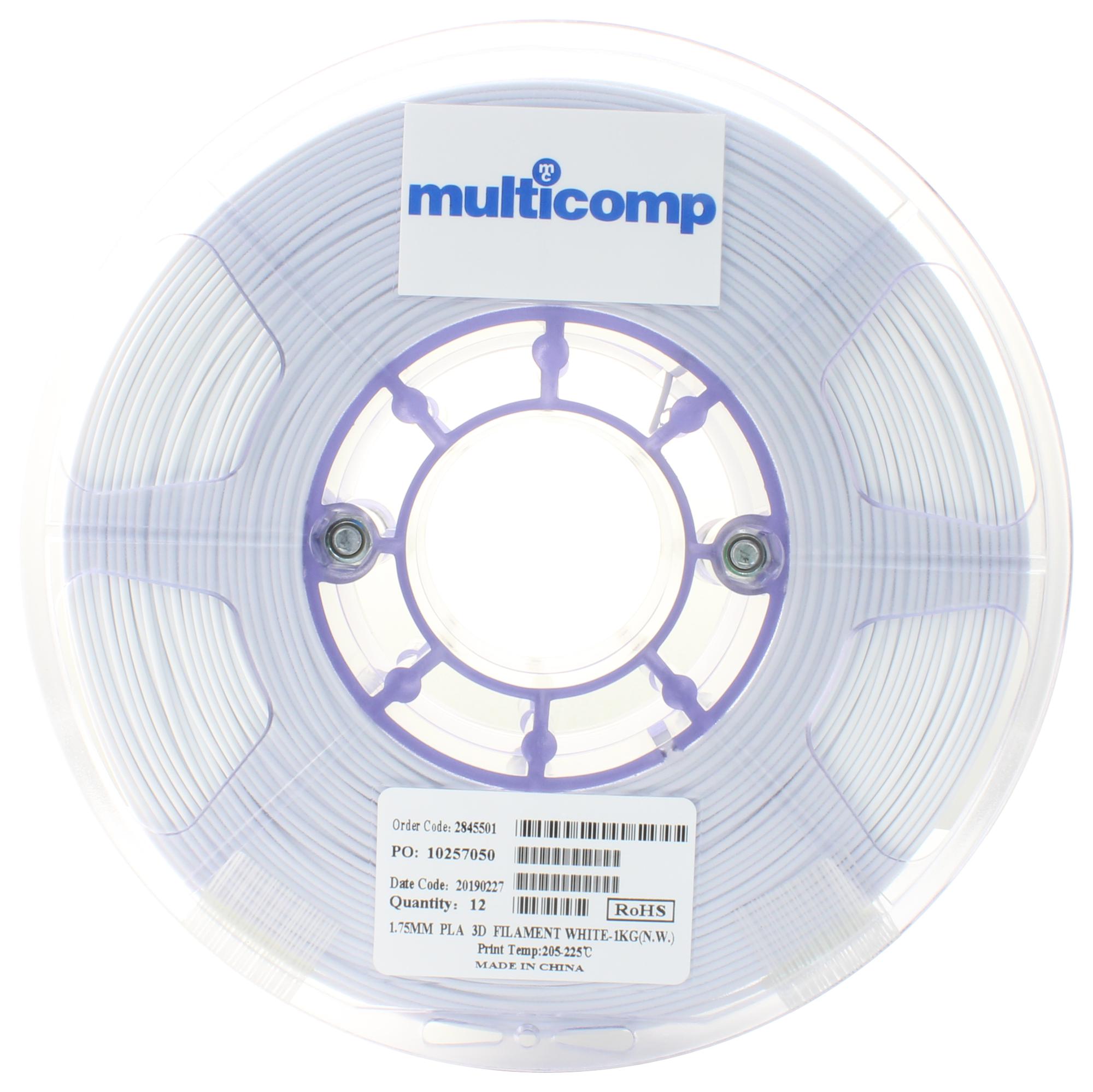 Multicomp Pro Mc002554 3D Printer Filament, Pla, 1.75Mm, White