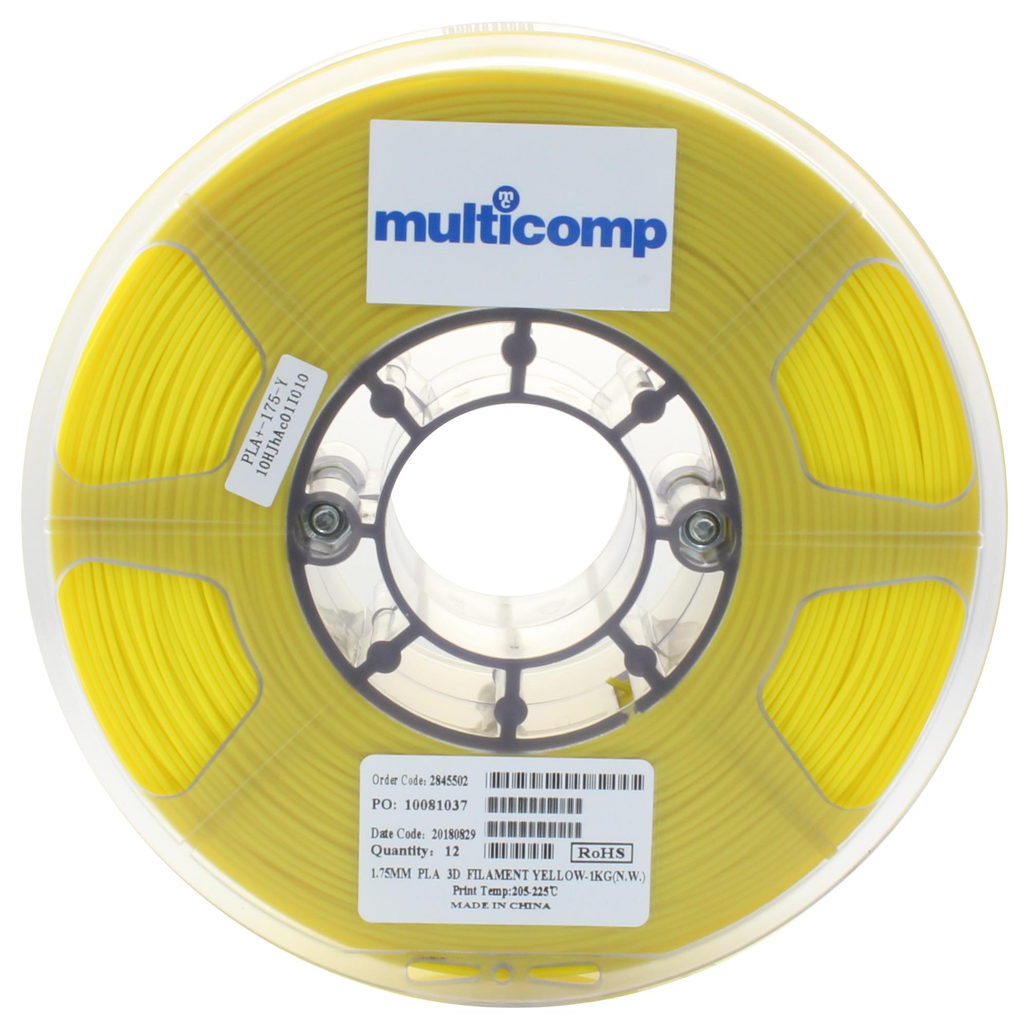 Multicomp Pro Mc002555 3D Printer Filament, Pla, 1.75Mm, Yellow