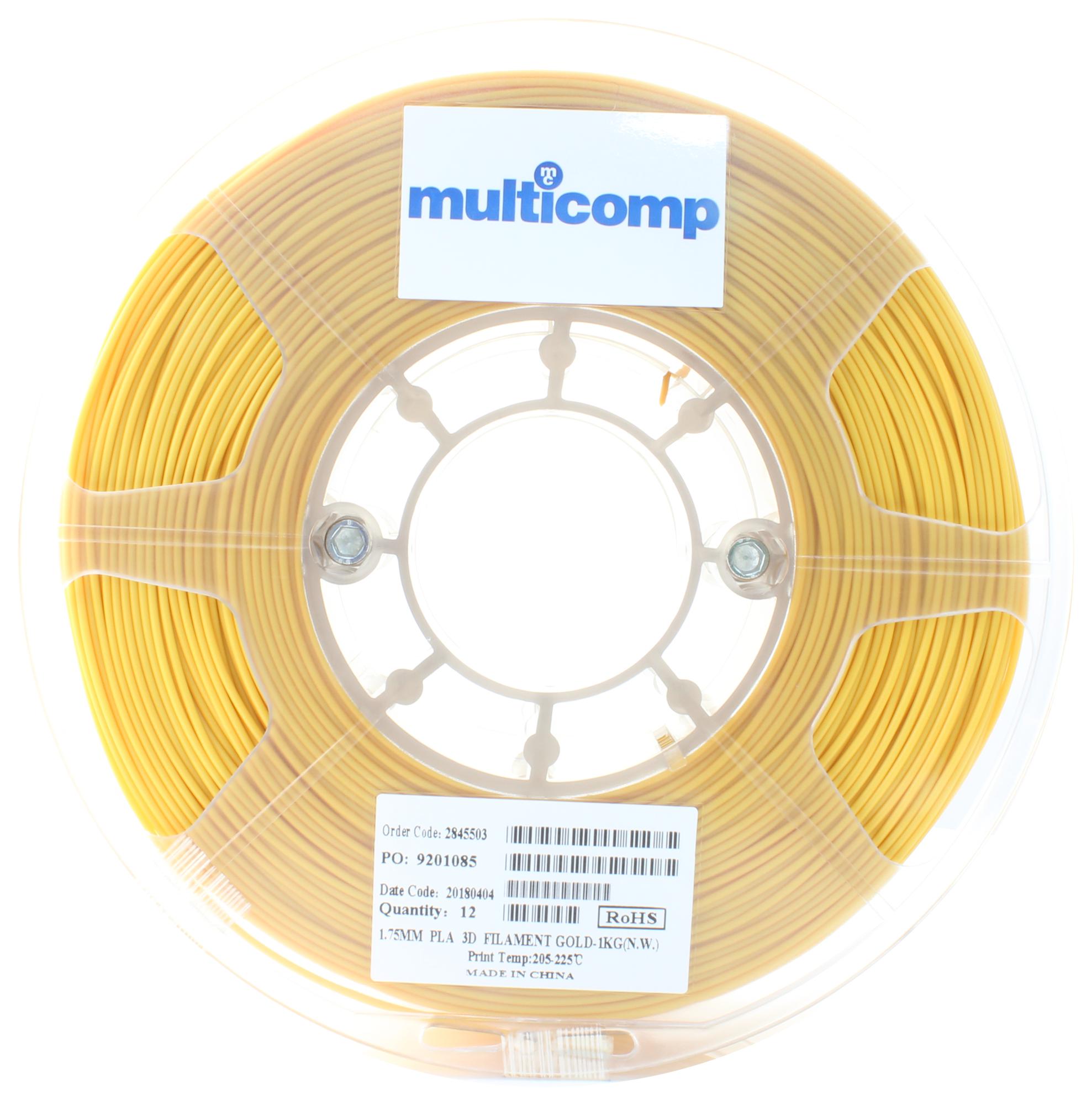 Multicomp Pro Mc002556 3D Printer Filament, Pla, 1.75Mm, Gold